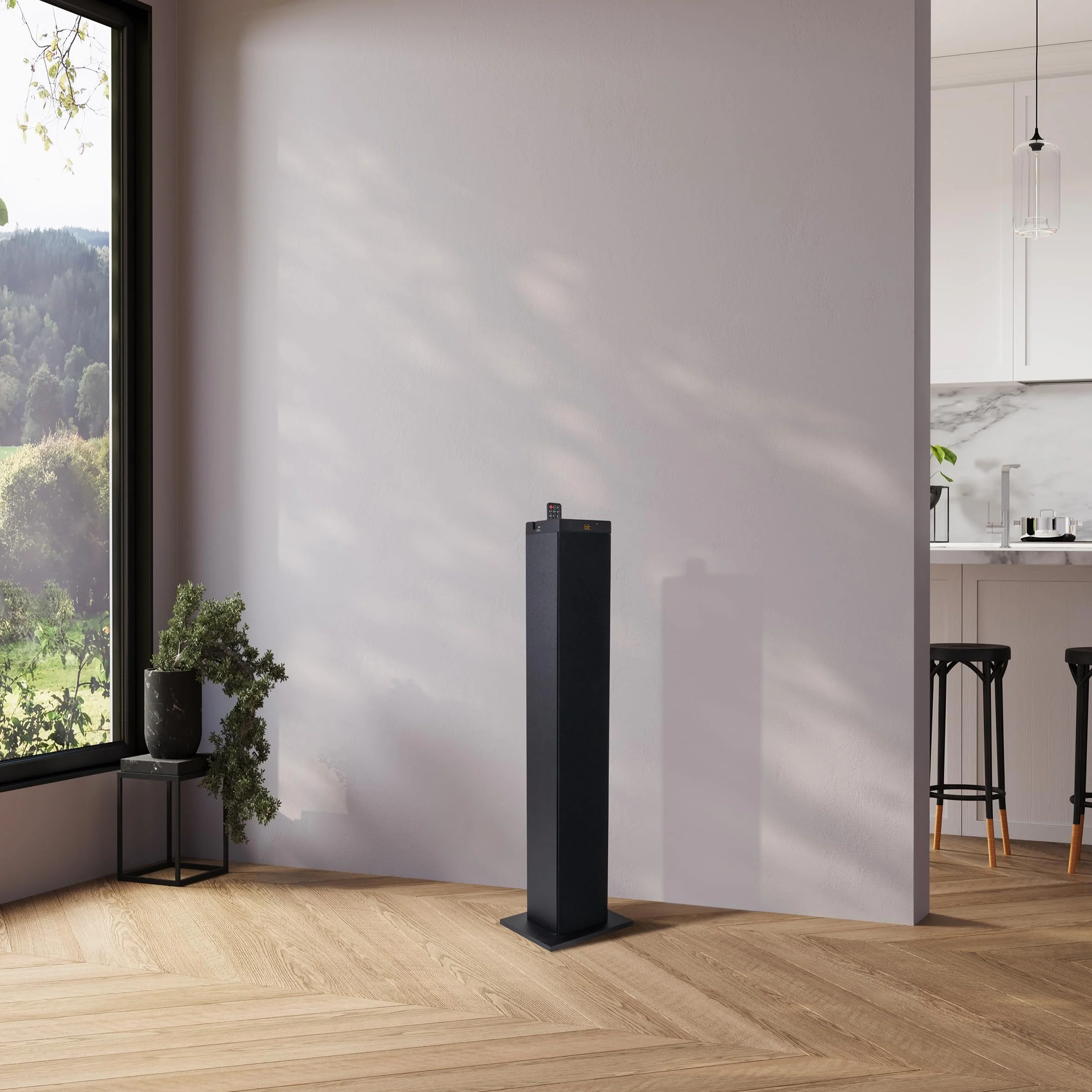 GOgroove Torre Altoparlante Bluetooth con Subwoofer Integrato - Cassa da Pavimento Home con Bassi Potenti, Doppi Driver, 120W di Picco, MP3 AUX 3,5mm, Porta USB 2.0 per Chiavetta, Radio FM (Nero)