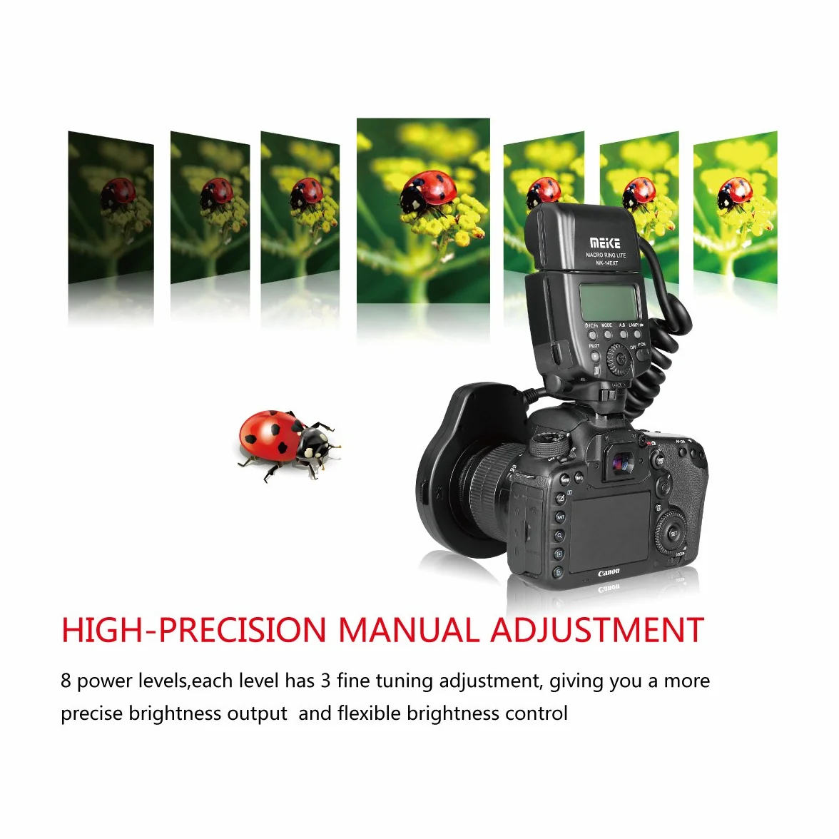 MEKE MK-14EXT-C E-TTL Anello flash macro LED con lampada LED AF Assist per EOS 4000D 70D 77D 80D Rebel T7i T6i T6s T6 T5i T5 T4i T3i SL2 e altre fotocamere DSLR EOS con supporto