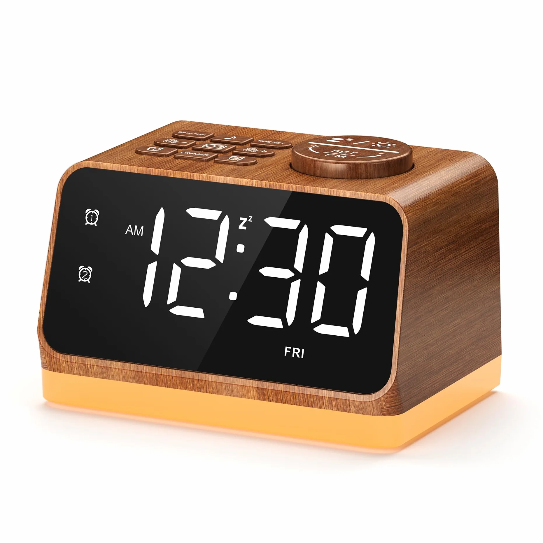 Dreamegg Radiosveglia Digitale da Comodino con Doppio Allarme, Macchina del Rumore Bianco, Radio FM, Luce Notturna, Timer 10-480 min