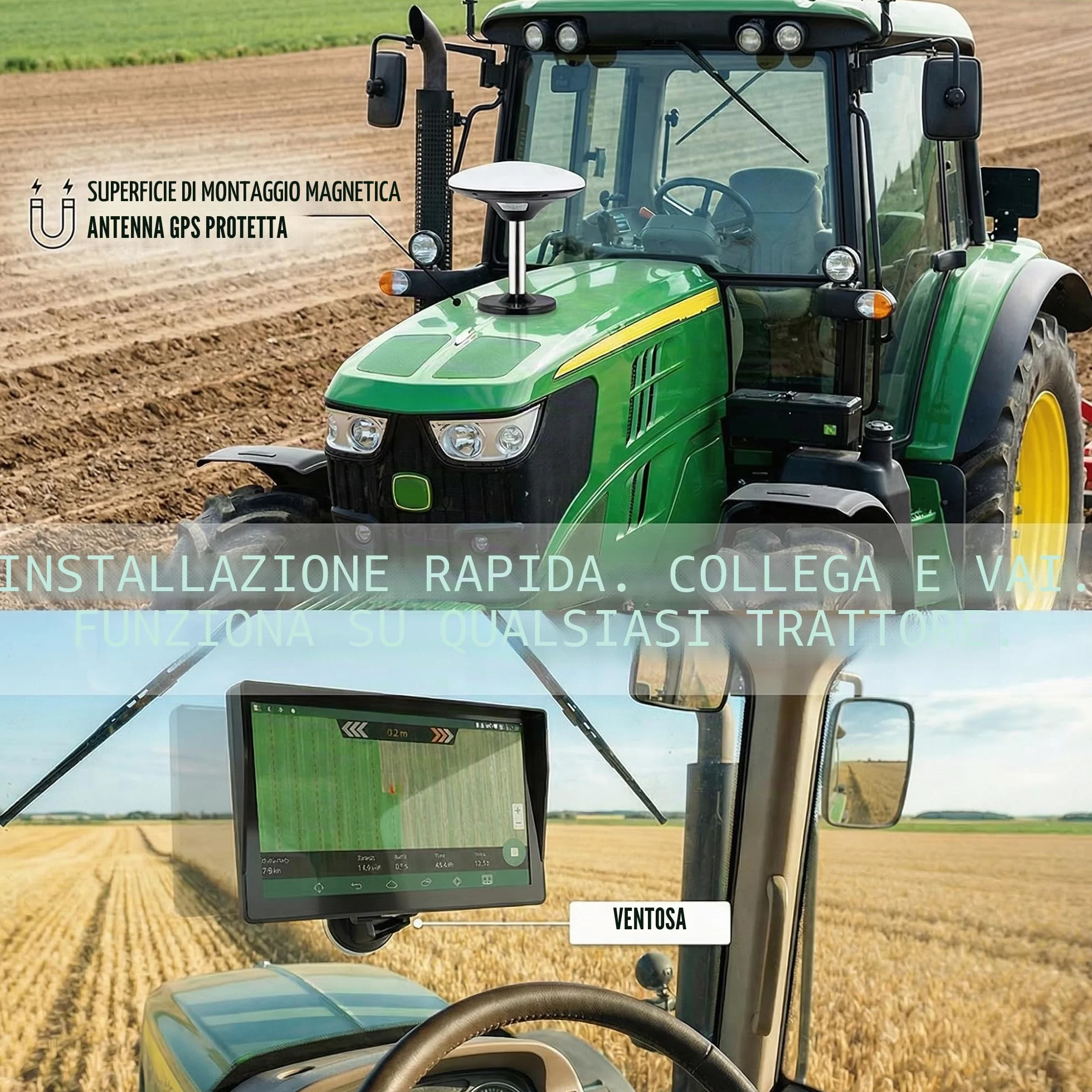 Navigatore GPS per Trattore per l’Agricoltura di Precisione, Navigatore Agricolo GNSS con Schermo Touch da 9", Adatto a Irrorazione, Aratura e Semina, Posizionamento Automatico