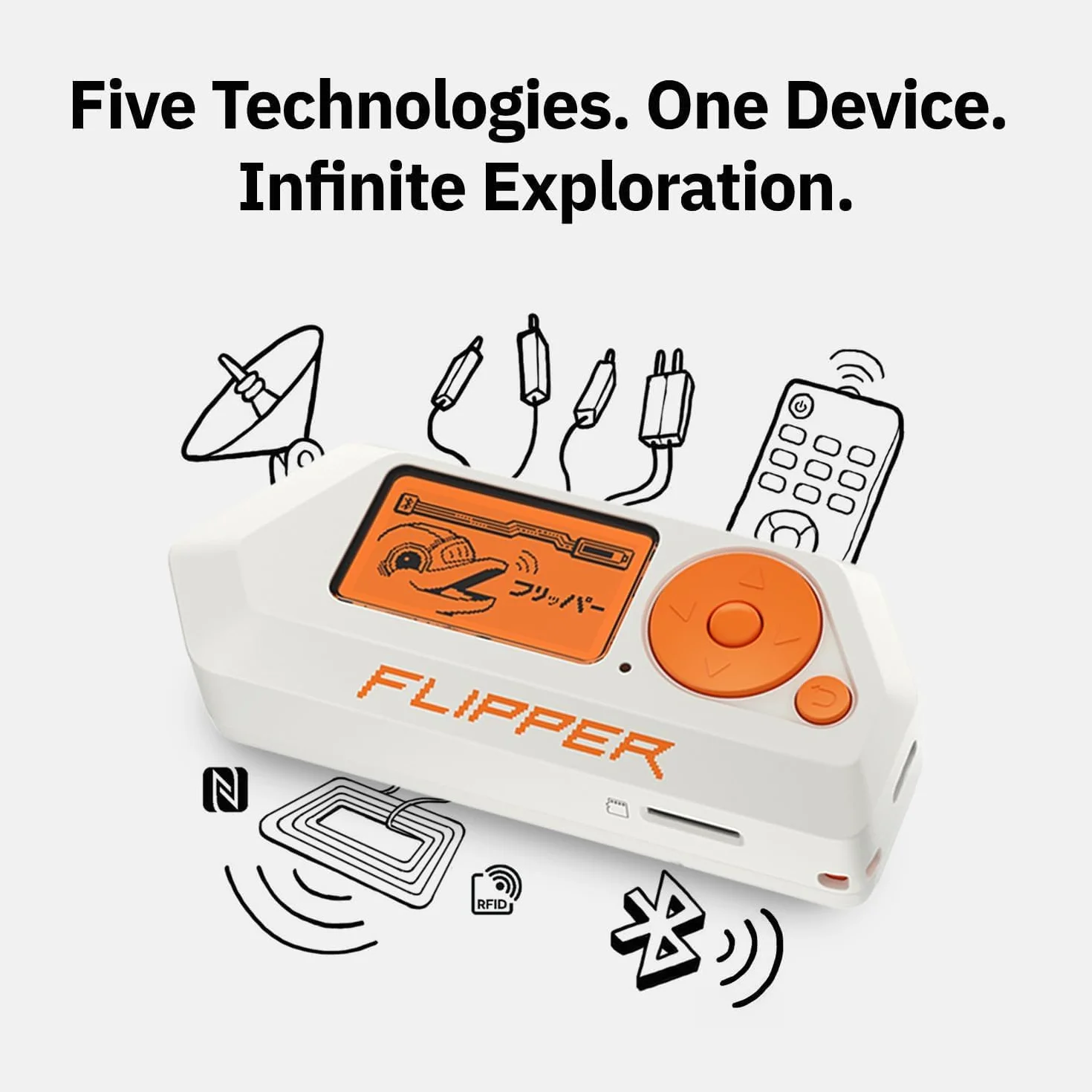 Flipper Zero — dispositivo multi-tool open source personalizzabile con RFID + NFC, infrarossi ed esplorazione segnali wireless per appassionati di tecnologia, bianco