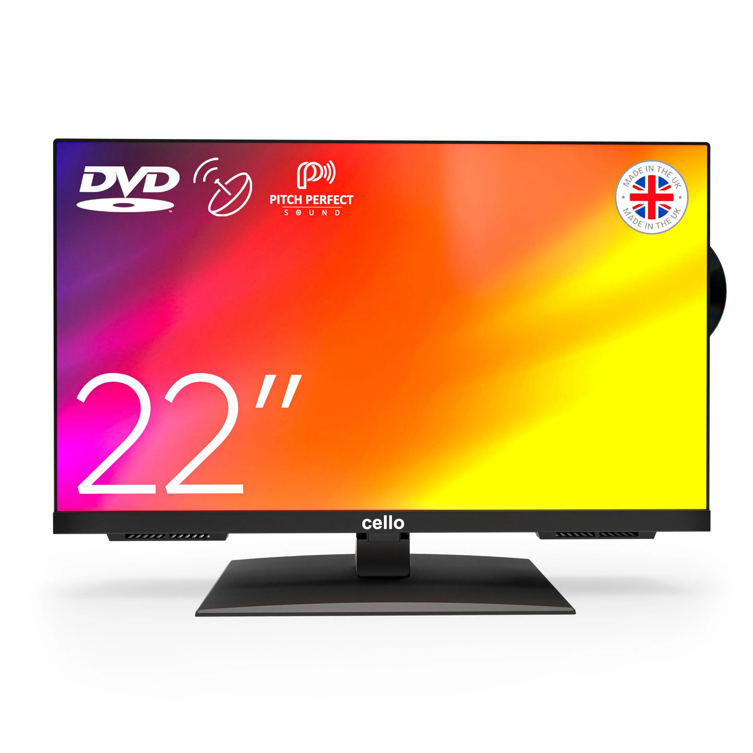 Cello C2224F TV Full HD da 22" con Lettore DVD Integrato, Triple Tuner, Audio Pitch Perfect, facile da usa