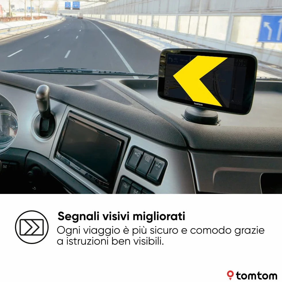 TomTom Navigatore per camion e bus GO Expert Plus (schermo da 7", percorsi e PDI per veicoli grandi dimensioni, TomTom Traffic, mappe del mondo, avvisi su limitazioni live, USB-C)