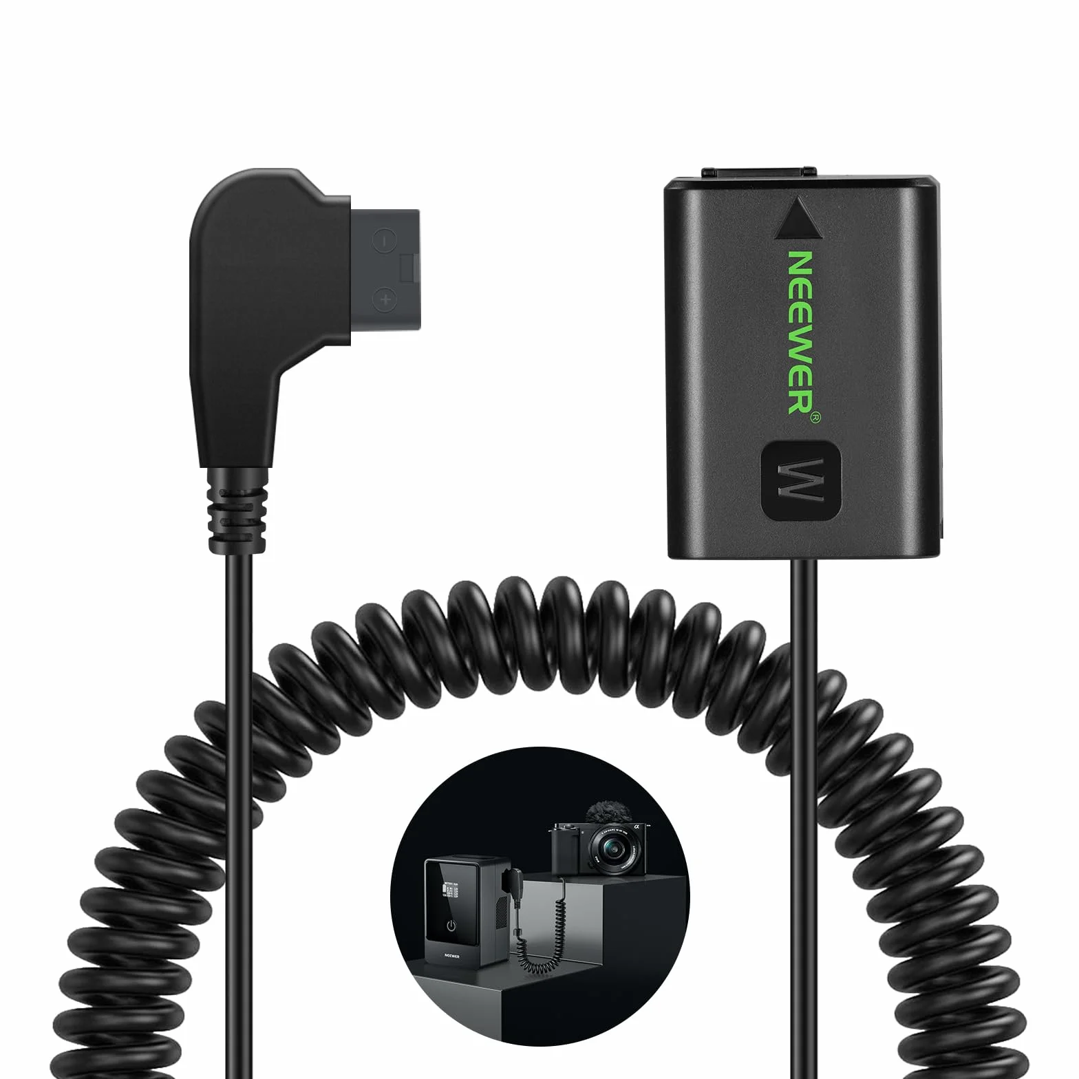 NEEWER D Tap a NP-FW50 Batteria Fittizia, Cavo per Batteria con Attacco a V, Alimentazione Continua Stabile per Sony ZV-E10 A3000 A5000 A5100 A6000 A6100 A6300 A6400 A6500 A7 II A7R II A7S II, VP-FW50