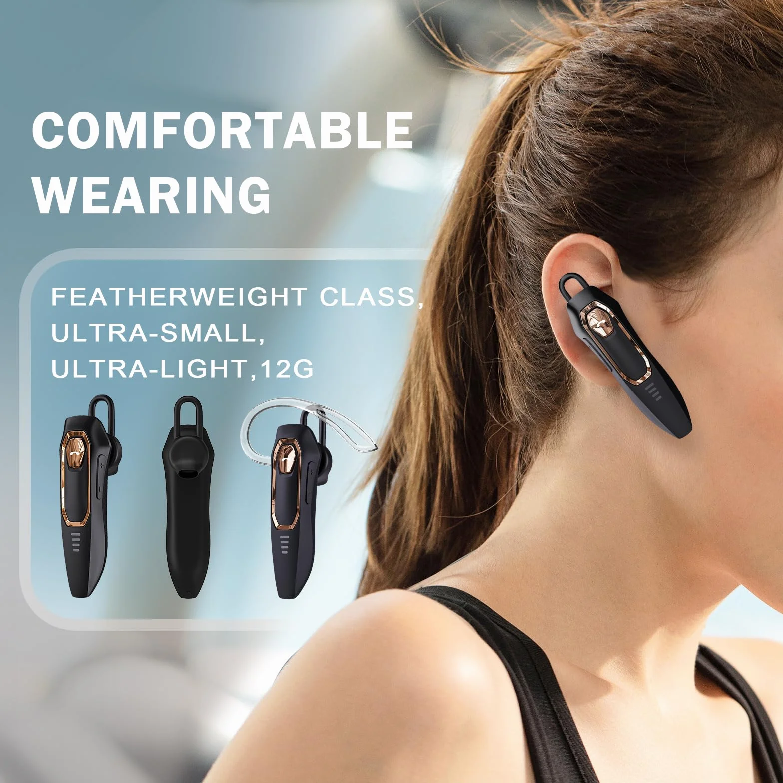 Auricolare Singolo Bluetooth 5.4, con cancellazione del rumore, Auricolari Bluetooth mono vivavoce 36 ore di conversazione, Cuffie wireless per camionisti/magazzini
