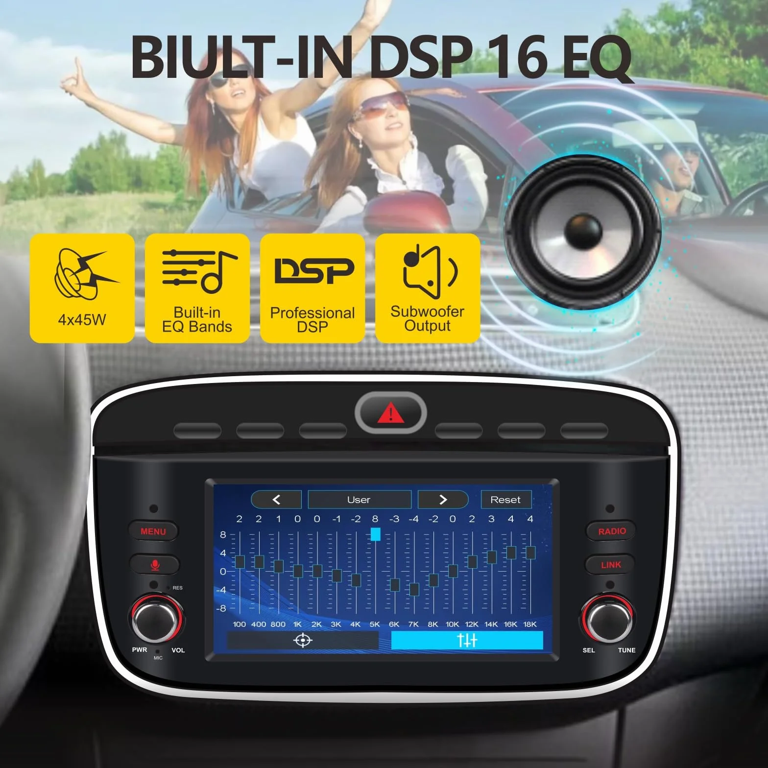 Autoradio per Fiat Punto(2010-2016) Linea(2012-2015) Stereo Wireless CarPlay/Android Auto Bluetooth RDS