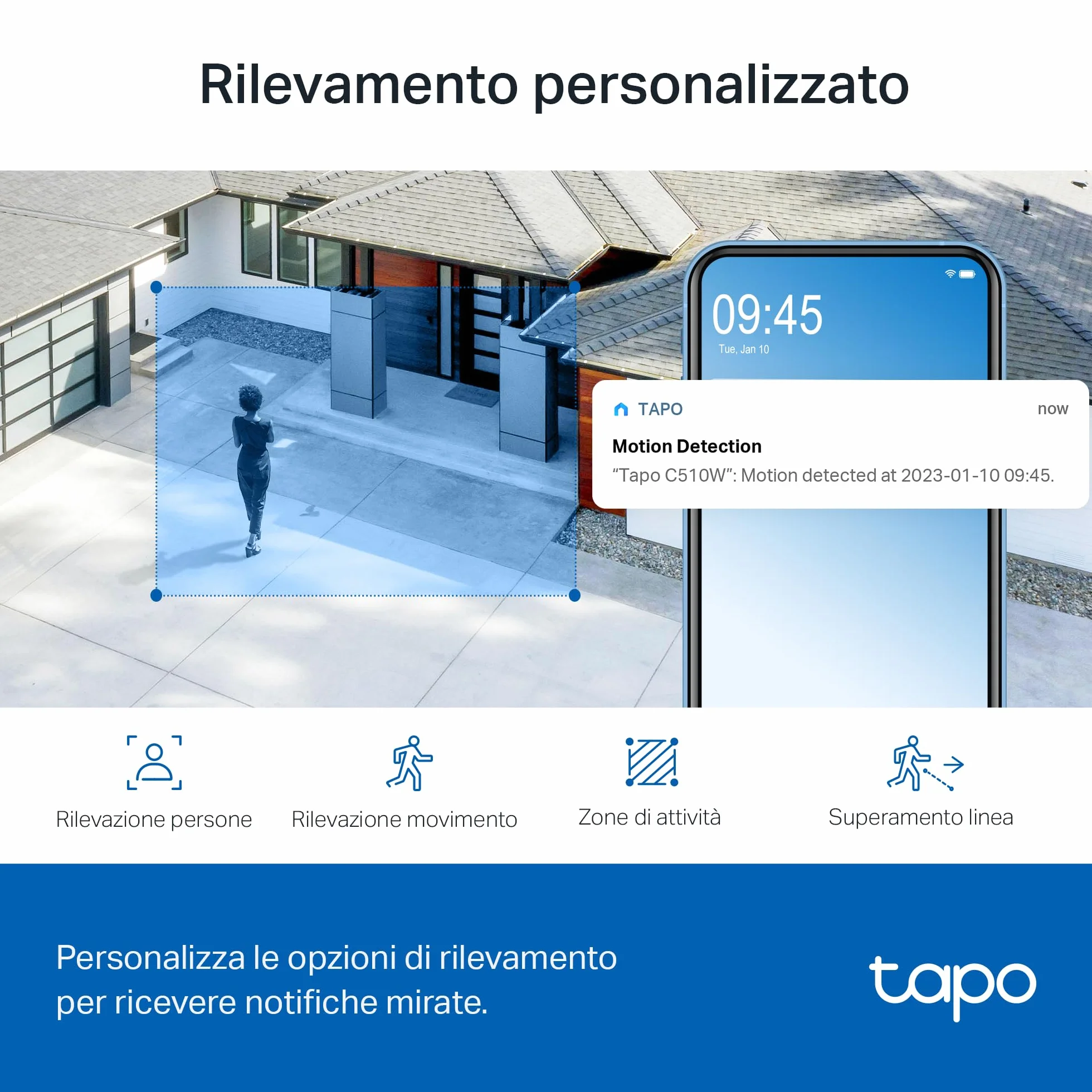 Tapo C510W Telecamera WiFi da esterno 2K 3MP, visione a 360°, IP65, impermeabile, sorveglianza IP
