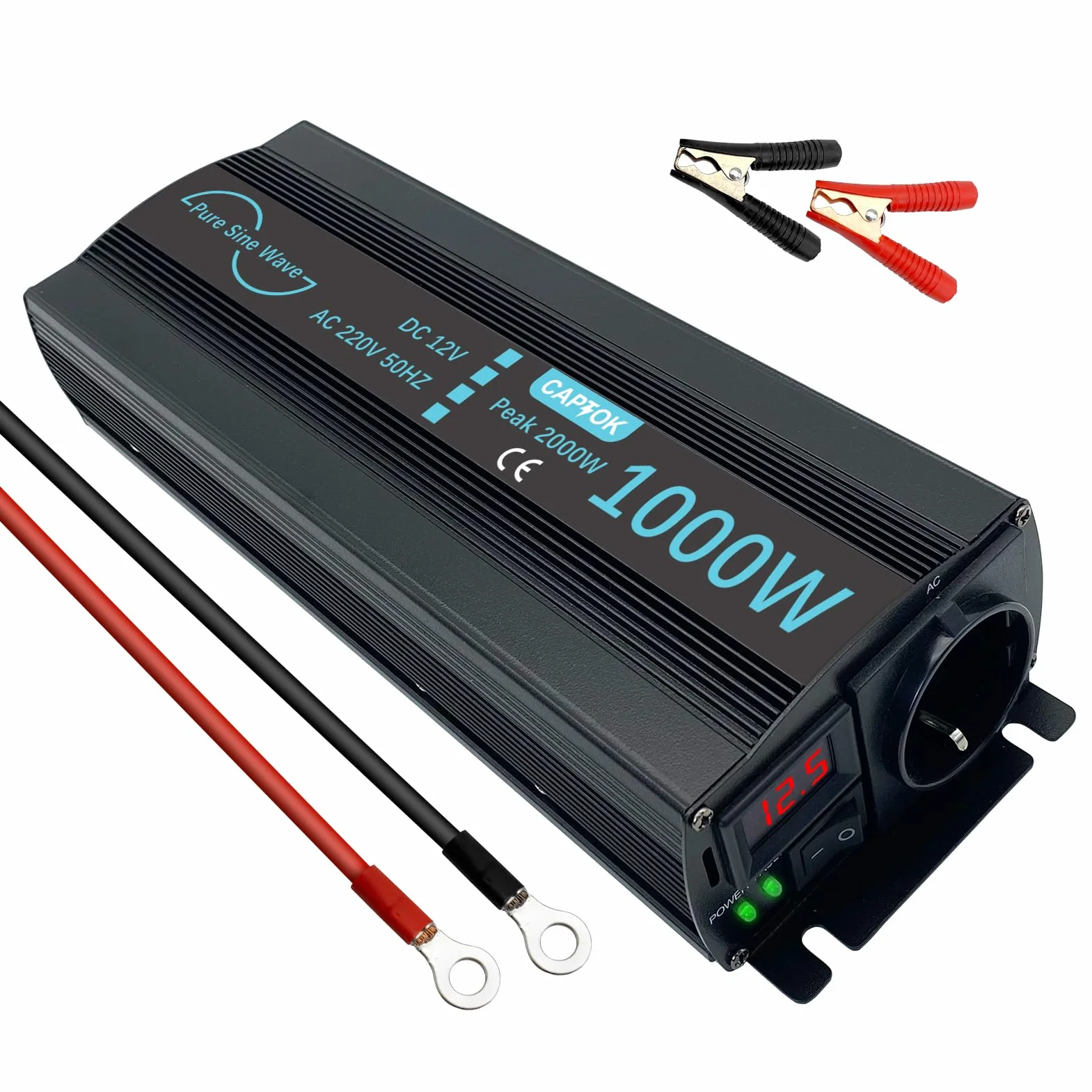 Power Inverter Onda Sinusoidale Pura 1000W da 12V CC a 220V 230V CA con display LCD Invertitore di Tensione per sistema solare RV domestico
