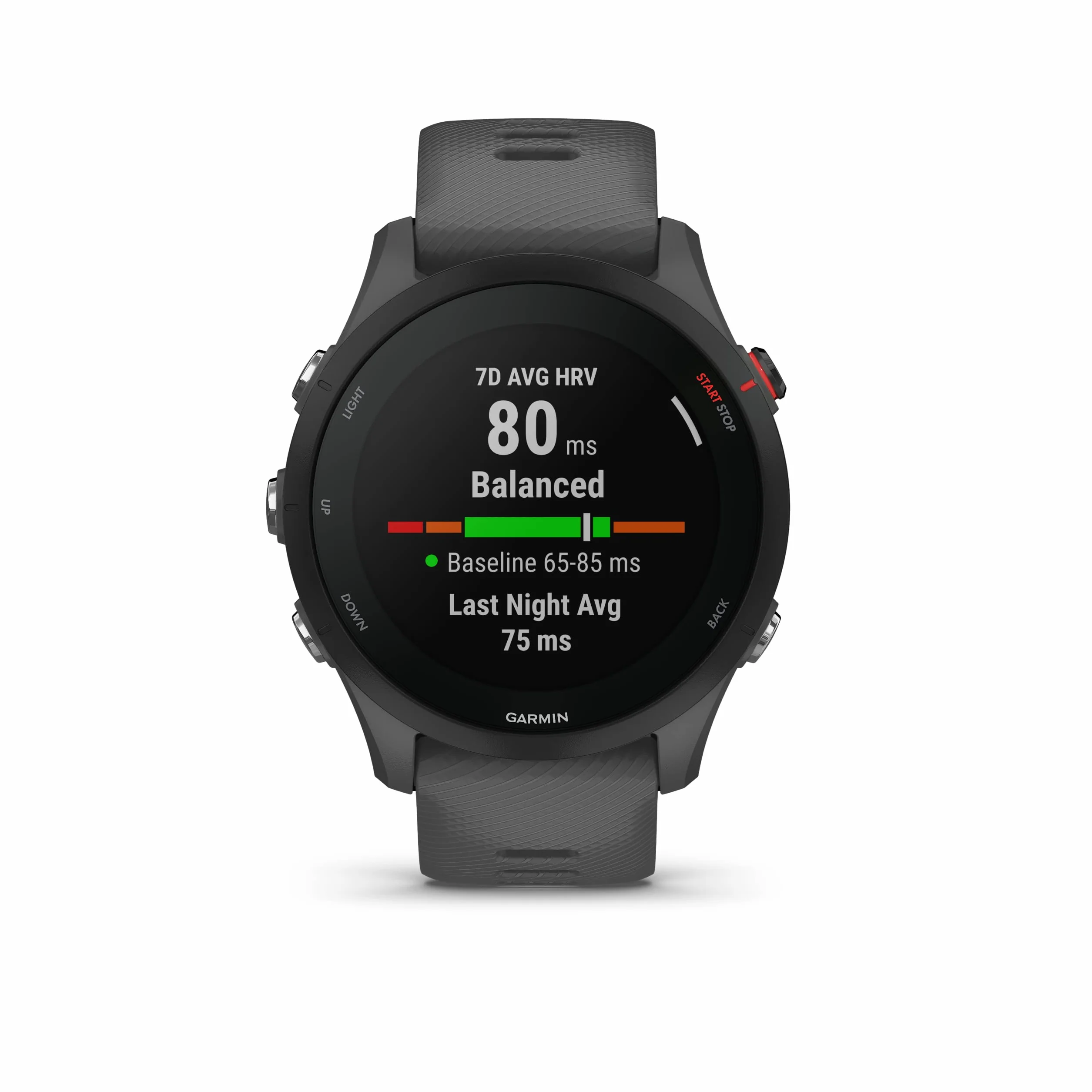 Garmin Forerunner 255 (Ricondizionato), Smartwatch per la corsa, 46mm, GPS multi-band, Cardio, VO2max, Running Power, Report mattutino, HRV Status, Piani gratuiti 5K, 10K e 21K, Recupero (Slate Gray)