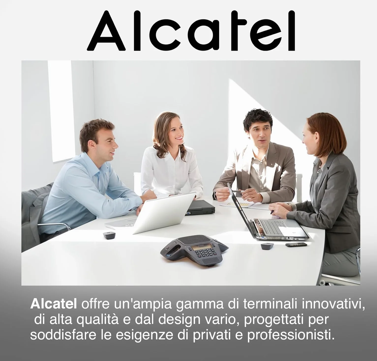 ALCATEL CONFERENCE IP1850 - Dispositivo SIP ad alta qualità audio - 4 microfoni DECT rimovibili - USB - Vivavoce Full Duplex - 3 account SIP - Display Retroilluminato - Rubrica Remota - PoE