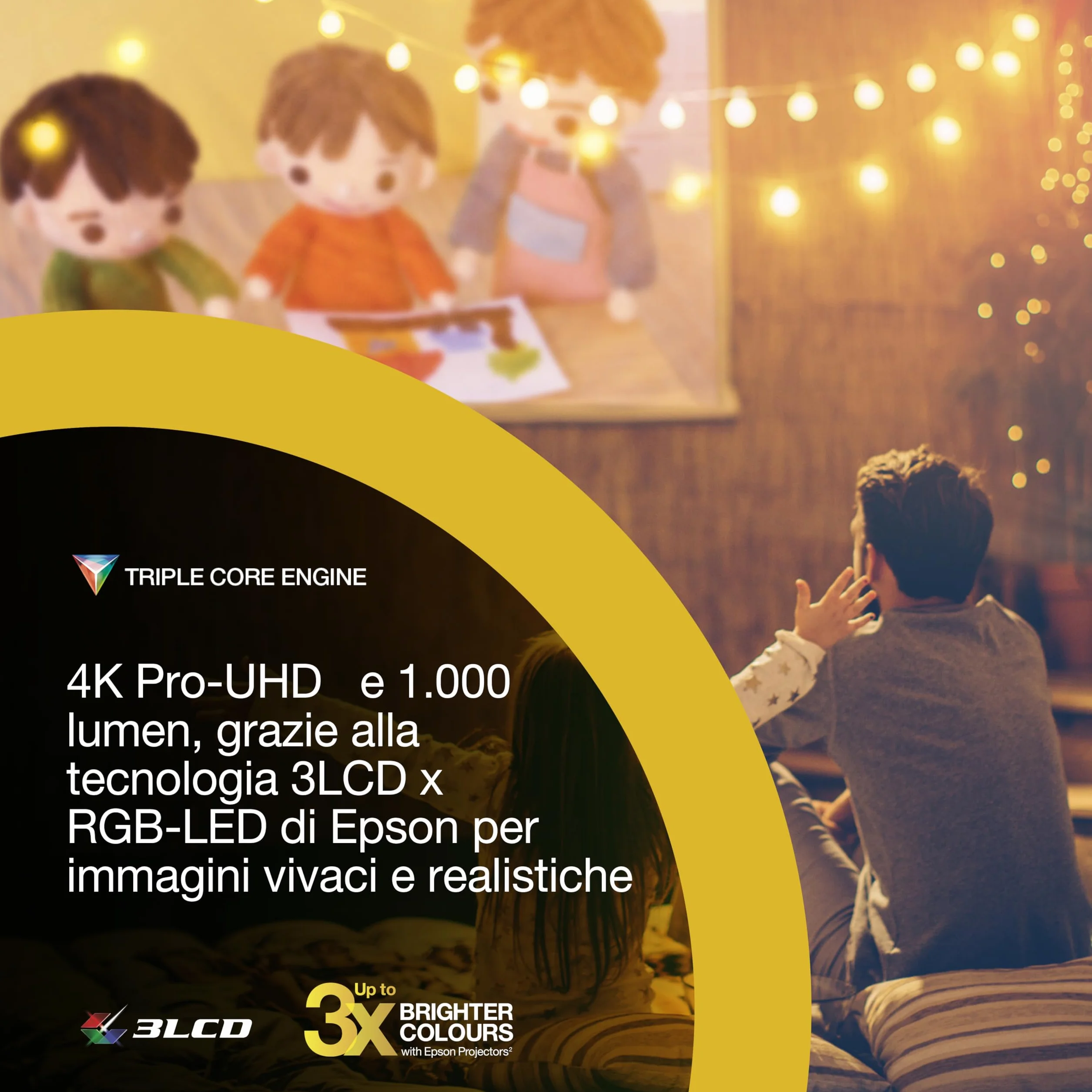 Epson Lifestudio Plus EF-72 | Videoproiettore per Smart TV portatile 4K PRO-UHD | 1.000 lumen | 3LCD x RGB-LED | Sound by BOSE| Google TV | Configurazione semplice | Display 150'' | Garanzia 5 anni