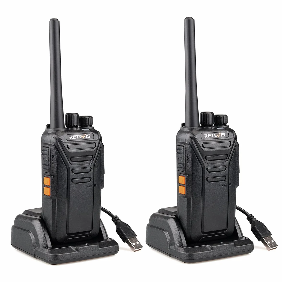 Retevis RT27 Walkie Talkie, Walkie Talkie Professionali, PMR446 Licenza-Libero VOX, Walkie Talkie Ricaricabili con USB Caricatore, Ricetrasmittenti Portatili, Negozi, Alberghi (2 Pezzi, Nero)