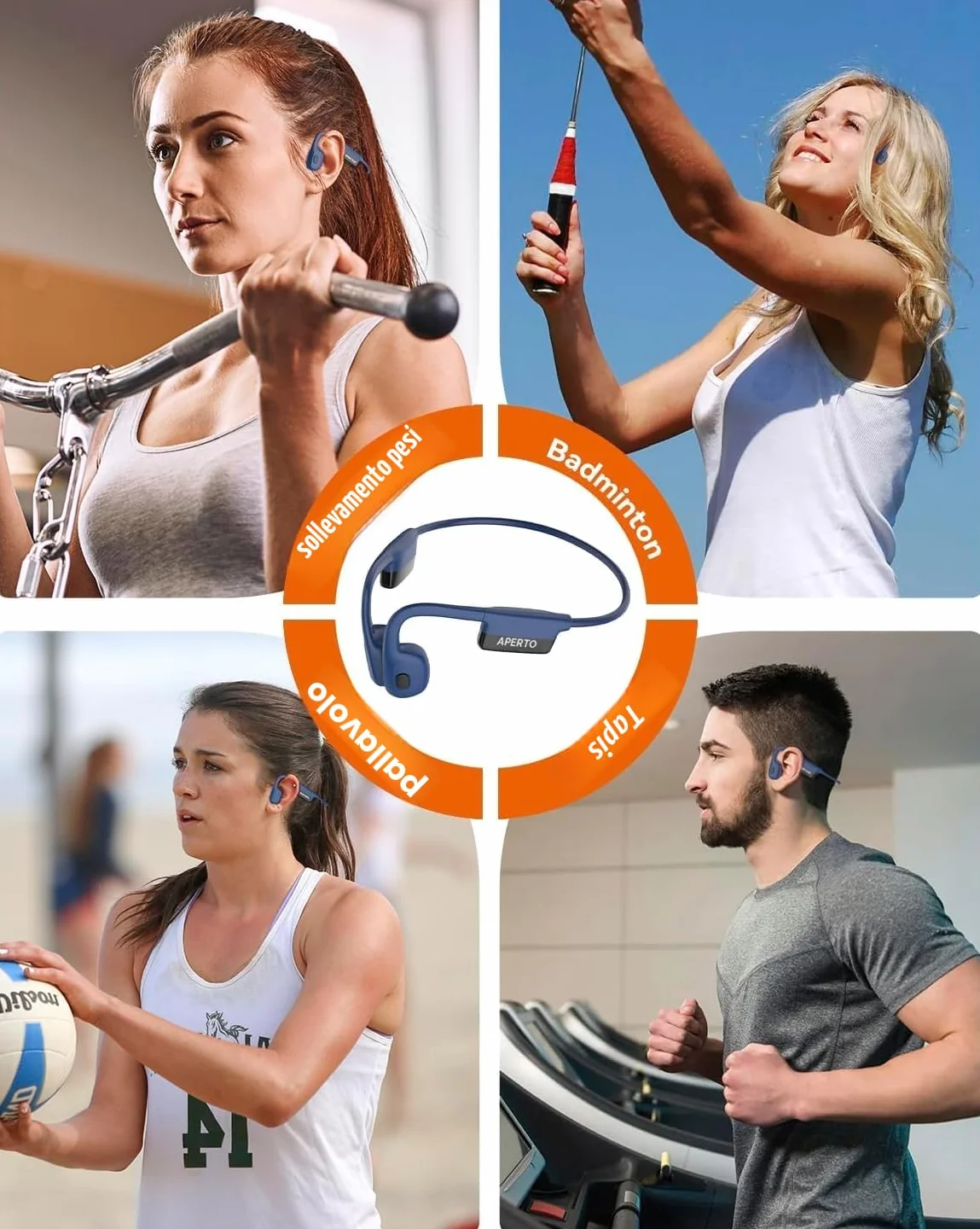 SANOTO Cuffie Conduzione Ossea Bluetooth 5.3, Cuffie a Conduzione Osseas Aperto Con 8 H Di Autonomia, Auricolari Conduzion Ossea Con Doppio Mic, Cuffia Osseas Conduzione Impermeabili IPX6, Per Jogging