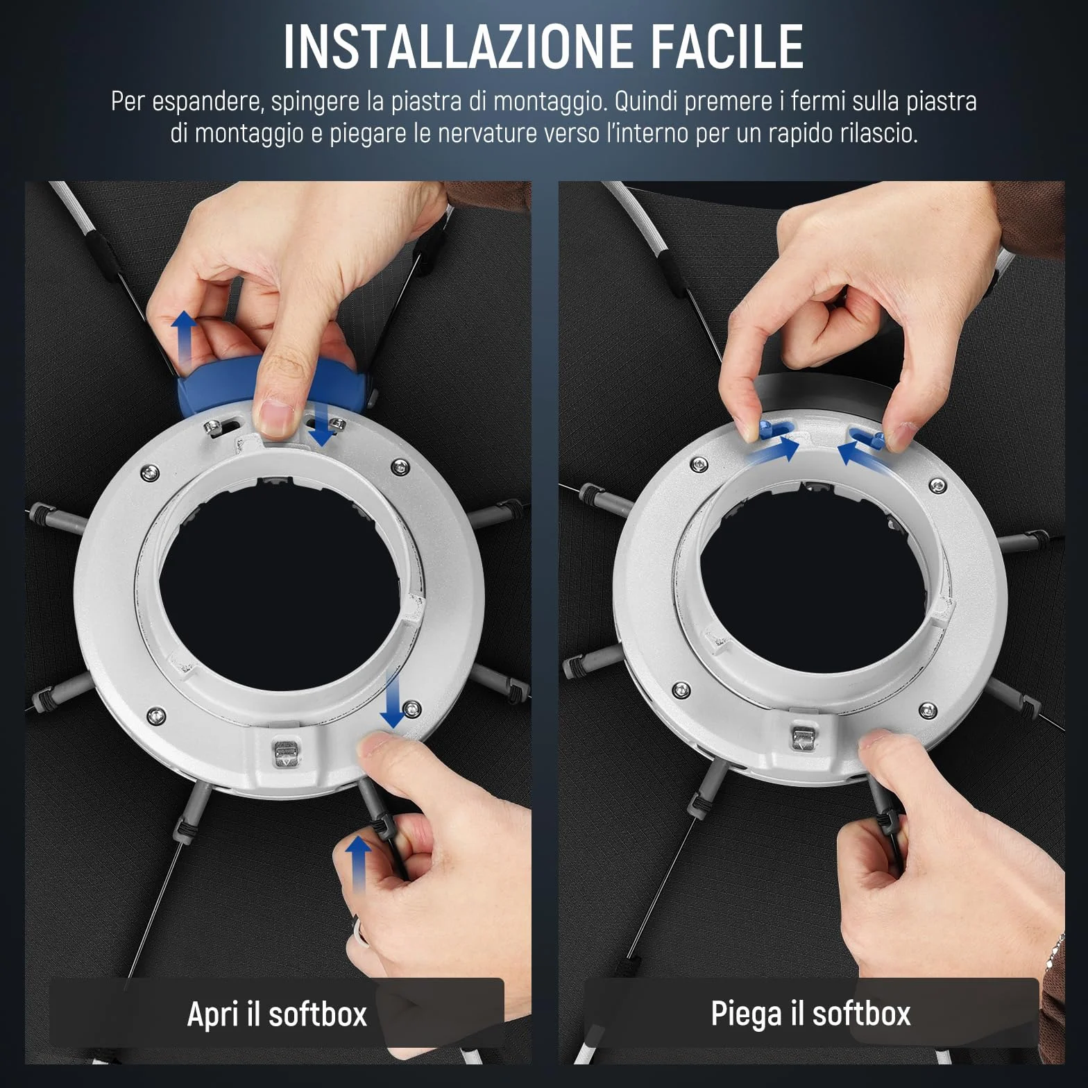 NEEWER Softbox Parabolico Ottagonale da 90cm, Soft Box Bowens Compatibile con Aputure 120d Compatibile con Godox SL60w Q4 AS600B CB300B Q300 Luce, Diffusori, Griglia, Borsa e Panno da Pulizia, NS92P