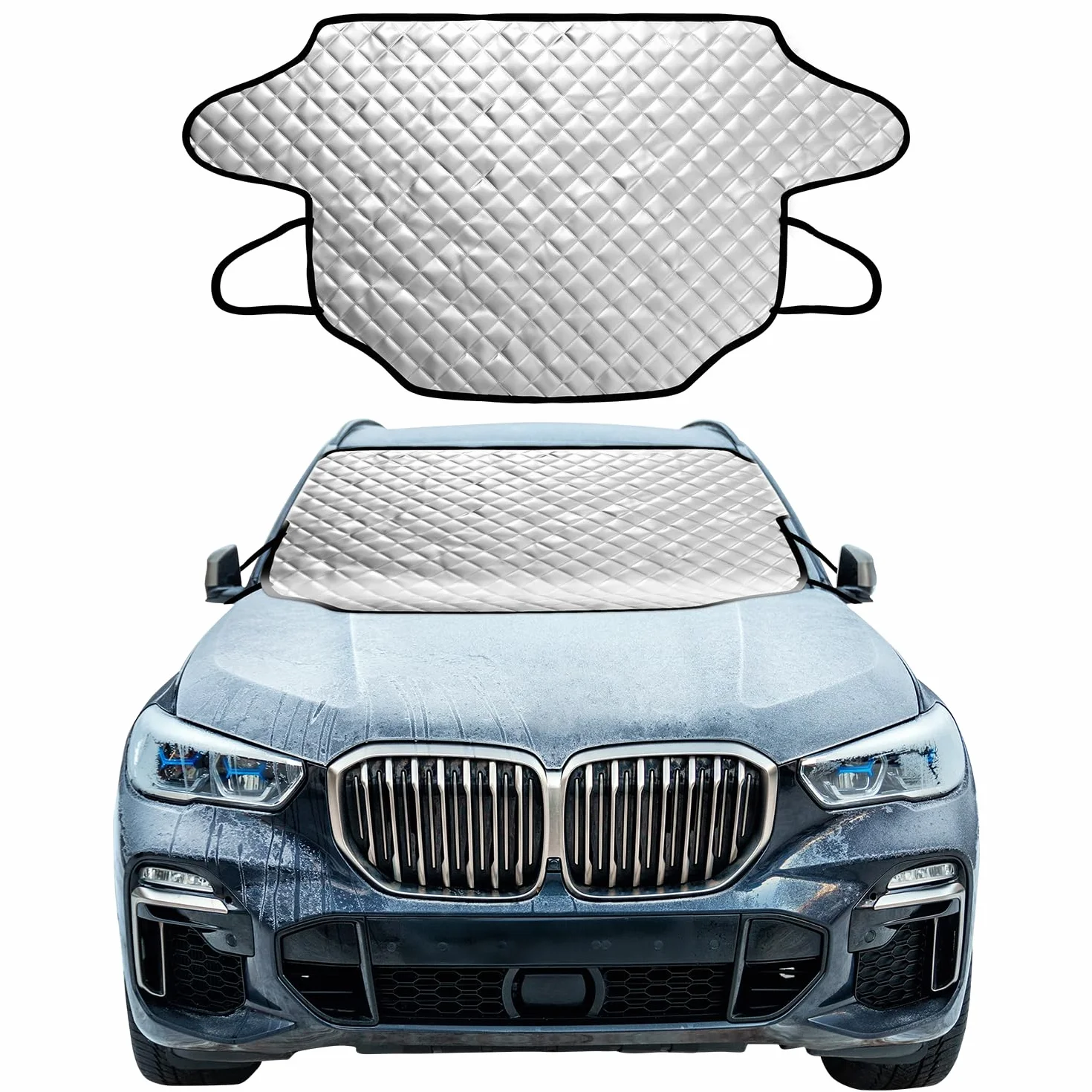 Copertura per parabrezza invernale pieghevole 195 x 125 cm per auto SUV protezione contro neve gelo polvere UV