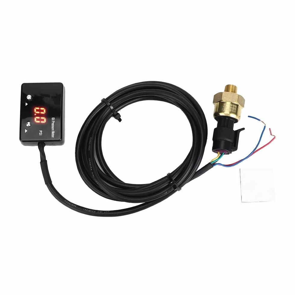 Suick Indicatore di pressione dell'olio, indicatore digitale LED rosso per veicoli da 12 V per il motore del veicolo