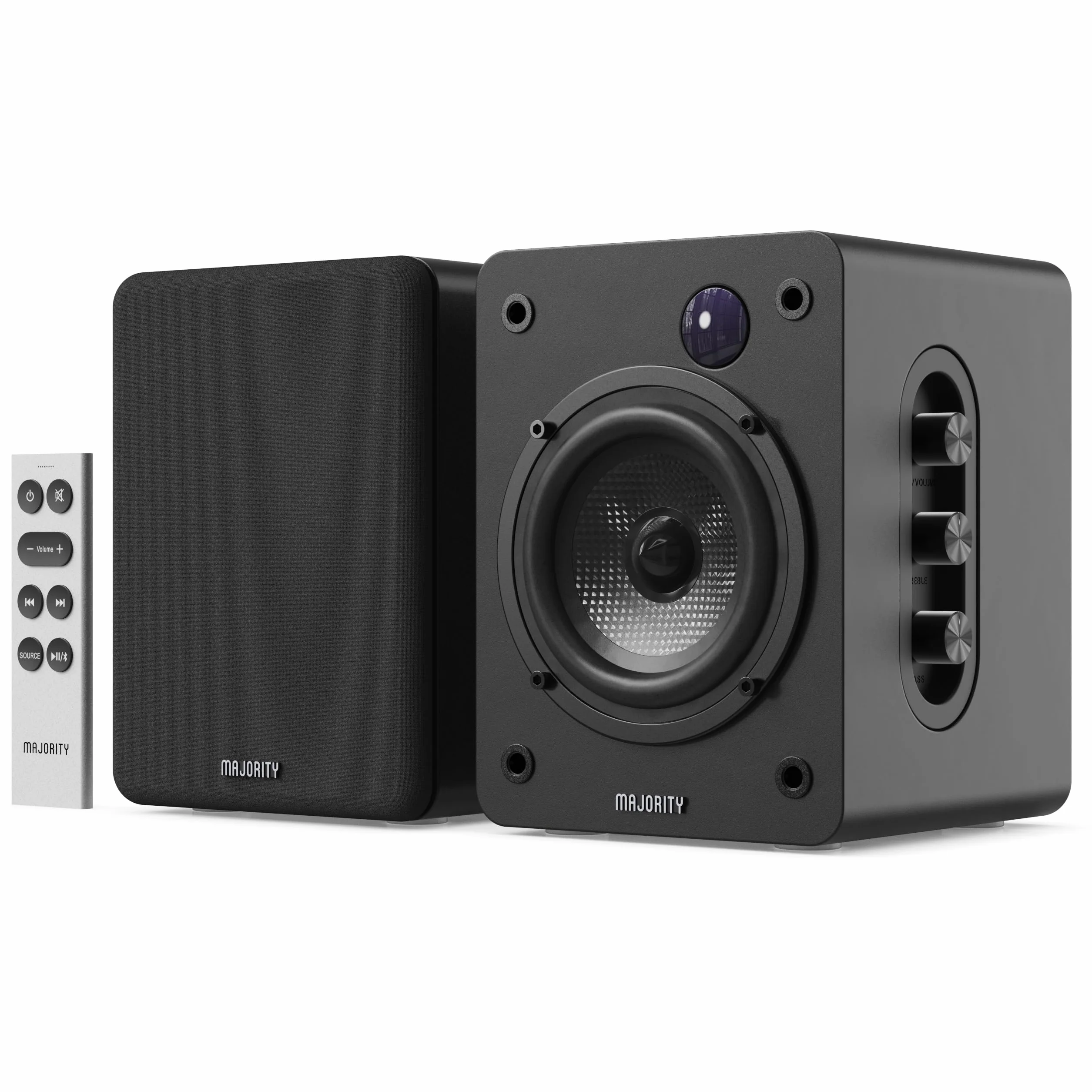 Majority D50X altoparlanti | casse attive amplificate coppia 2.0 da 60W per PC | Hi-Fi con HDMI ARC e AUX | casse acustiche da scaffale Bluetooth 5.3 | Monitor Studio in fibra di carbonio (Nero)