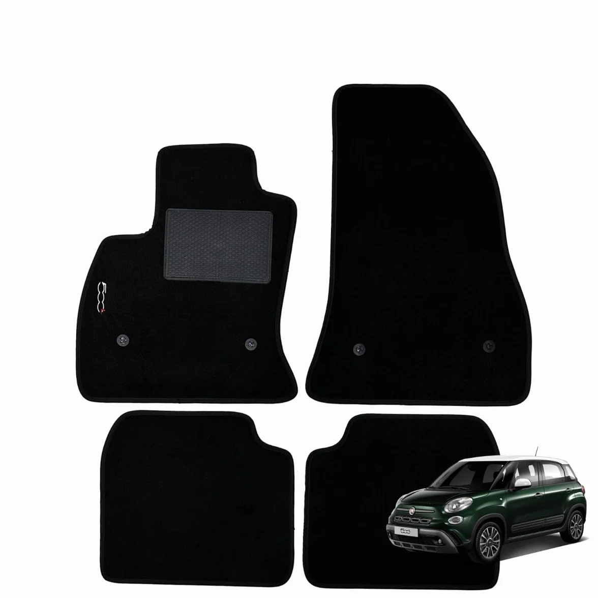 SERIE 4 TAPPETI - TAPPETINI IN MOQUETTE NERI PER 500L DAL 2012 al 2017