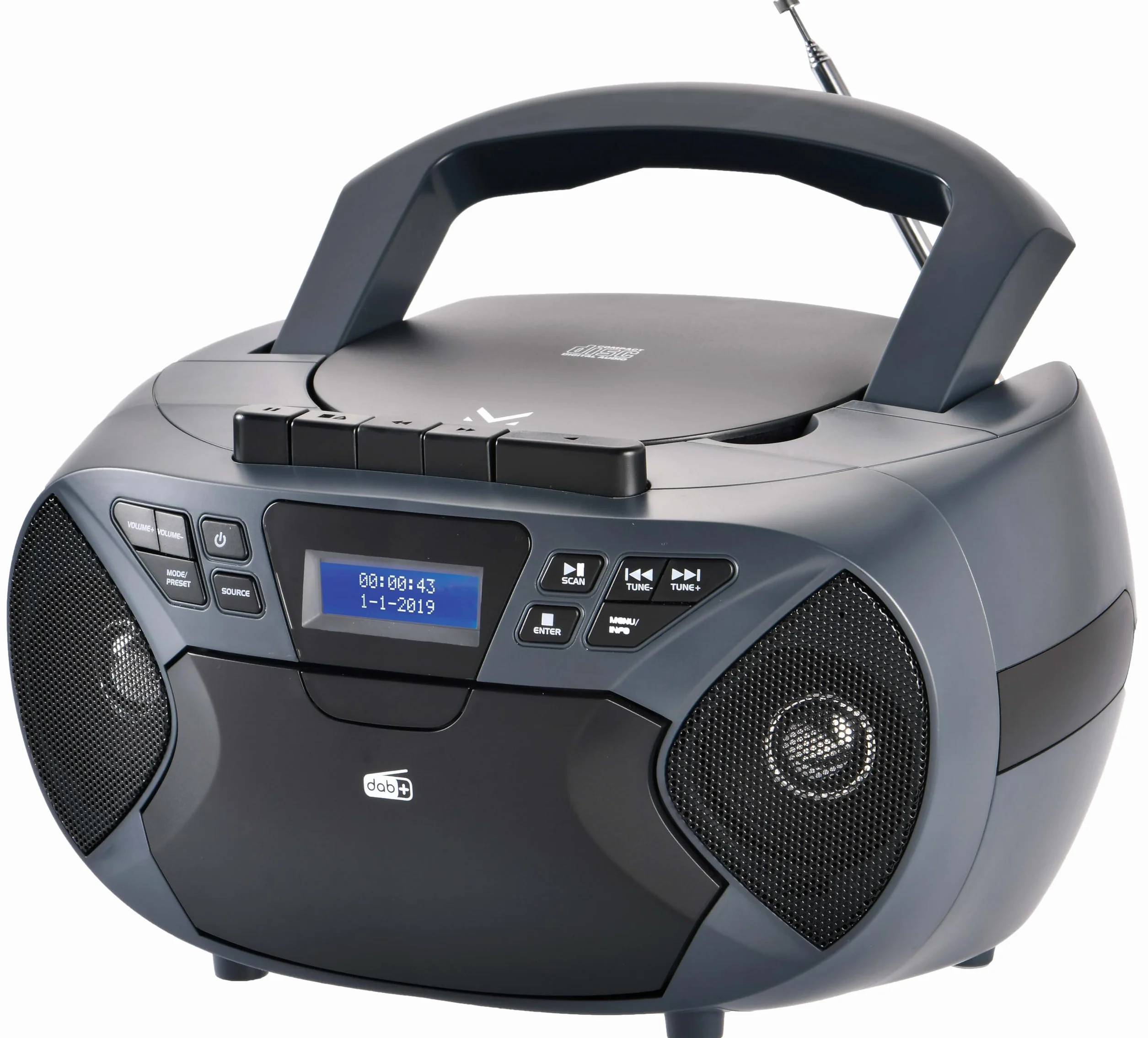 Majestic AH 2430 DAB - Boom Box Portatile Lettore CD, Radio DAB e FM, Riproduttore cassette, Ingresso AUX-IN, Nero