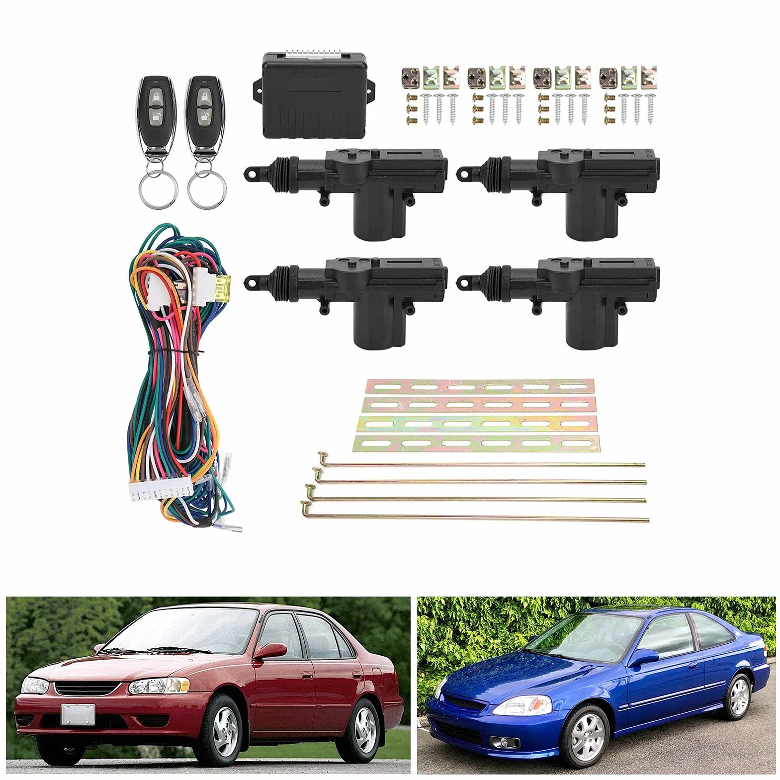 Aramox Kit Chiusura Centralizzata, Kit Centrale Remota Telecomando di Accesso Senza Chiave 12V con Indicatore LED con 2 Controller