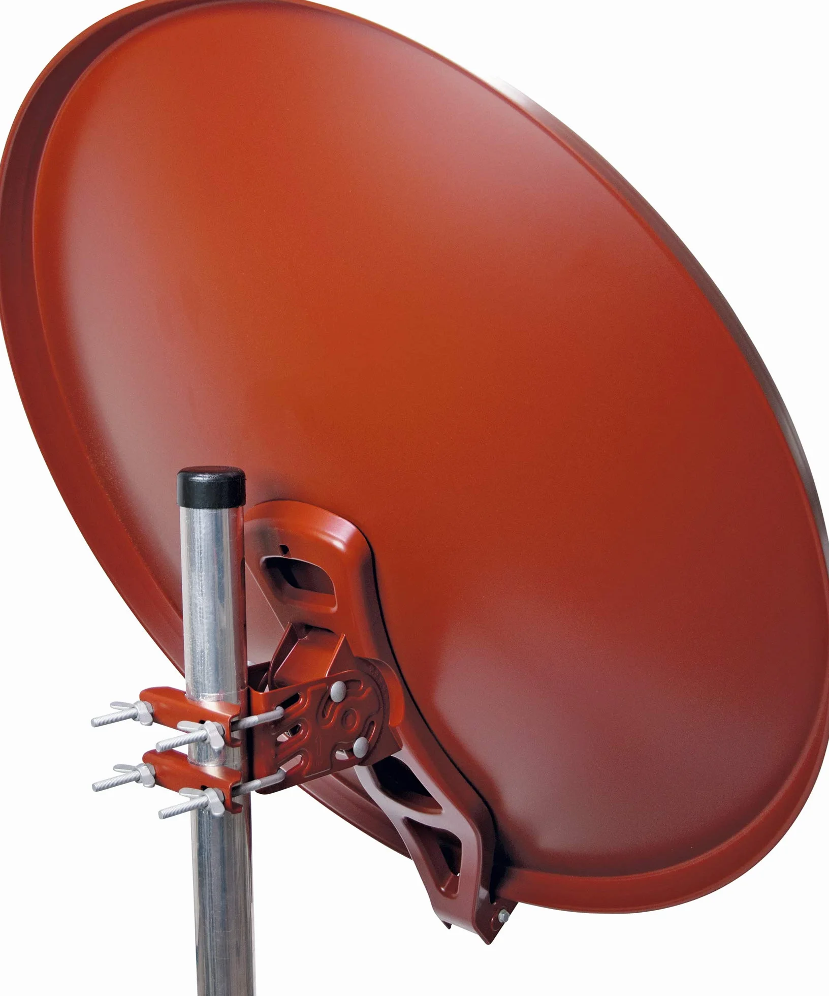 SCHWAIGER 265 Antenna satellitare 88cm Antenna SAT in alluminio Impianto satellitare Offset Antenna LNB Braccio di supporto Montaggio su palo Specchio satellitare Rosso mattone