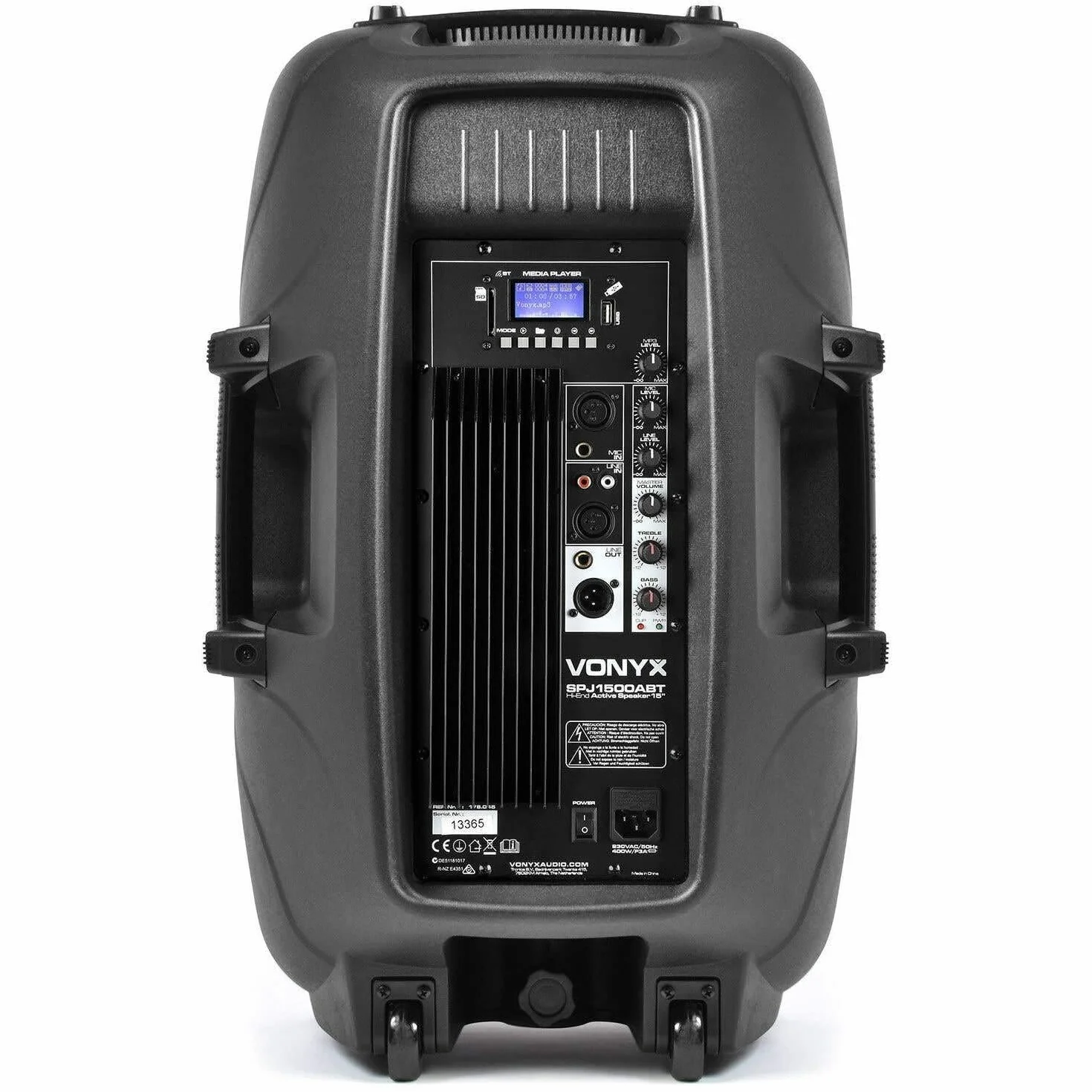VONYX SPJ-1500ABT - Altoparlante attivo da 800 Watt con Bluetooth, altoparlante amplificato, audio professionale, alloggiamento in ABS solido, altoparlante mobile, woofer da 15 pollici, ingresso linea