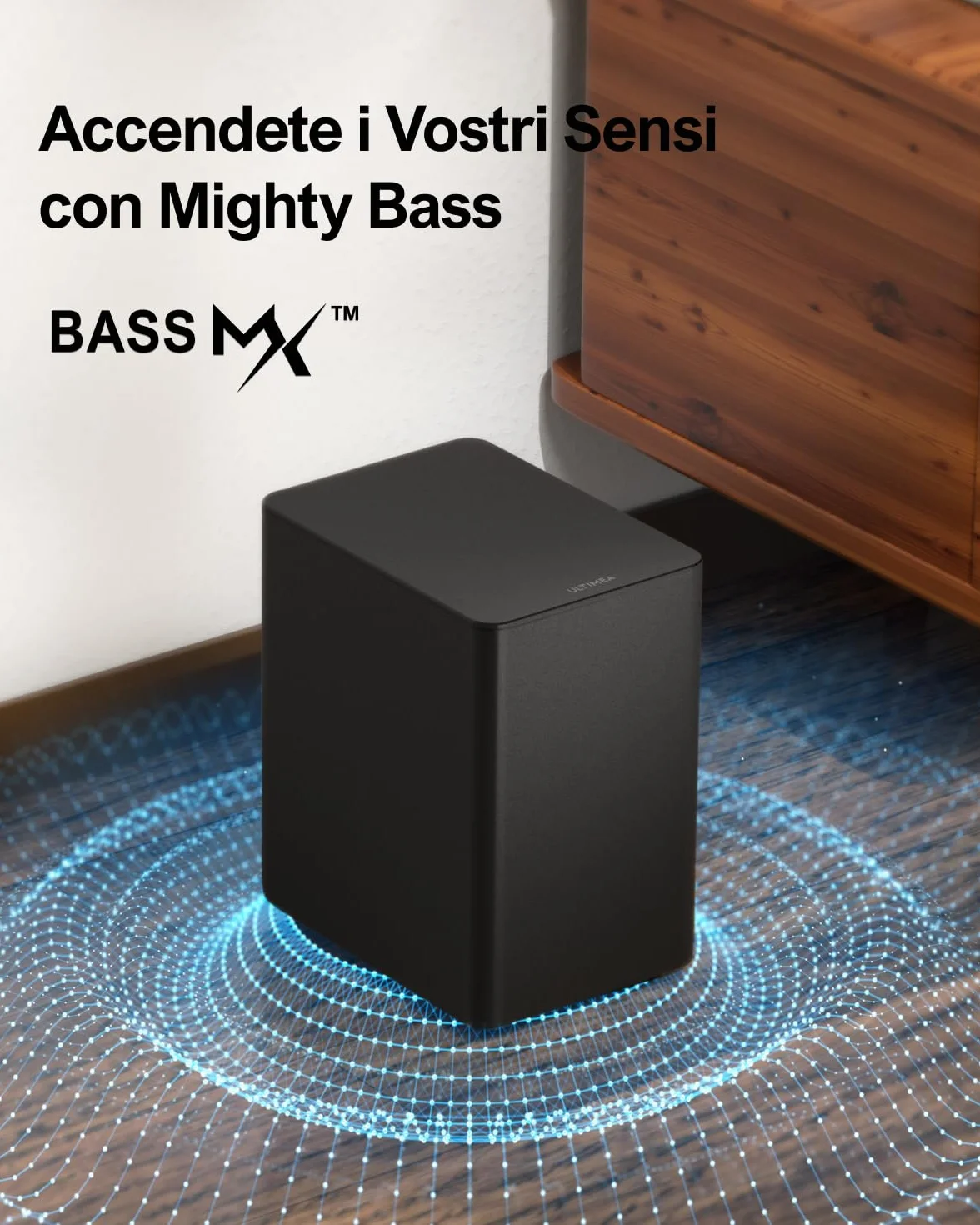 ULTIMEA 5.1 Canali Soundbar, Dolby Atmos, Subwoofer Wireless, 410W Home Theater Soundbar TV, Regolabili Surround e Bassi, Sound Bar Televisore con HDMI-eARC, Poseidon D60