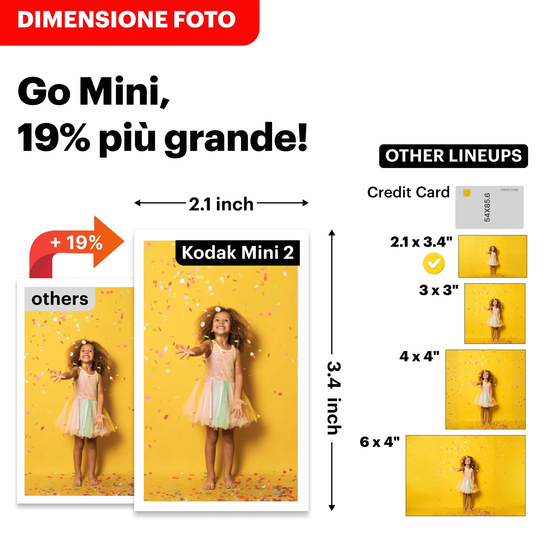 KODAK Mini Shot 2 Retro 4PASS 2-in-1 Fotocamera Istantanea & Stampante Fotografica (5.3x8.6cm) + 8 Fogli, Giallo