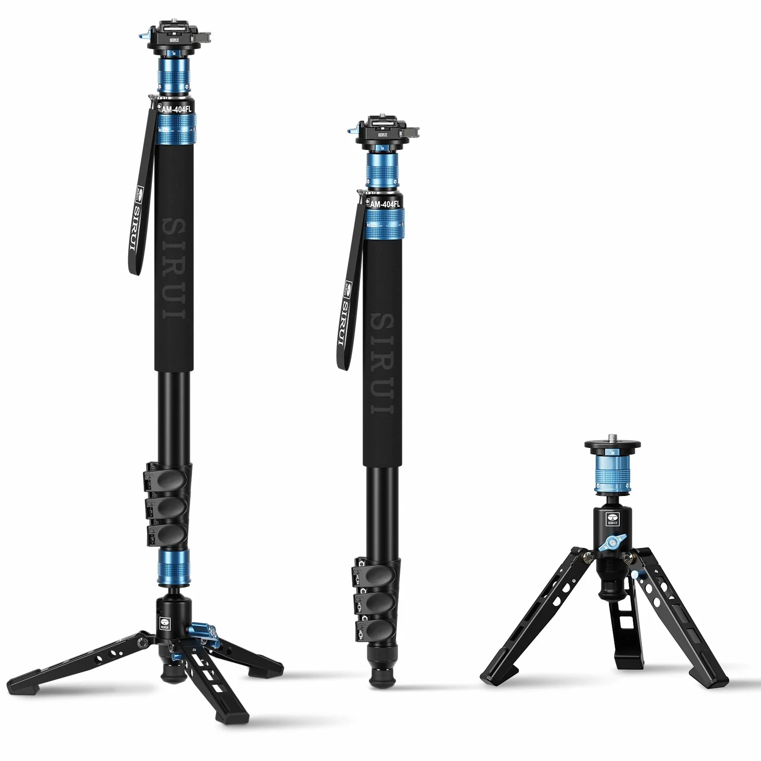 SIRUI Monopiede in alluminio con piedini, monopiede professionale da 192,5 cm per fotocamere, monopiede compatto da viaggio con piastra a sgancio rapido, carico massimo 15 kg, compatibile con