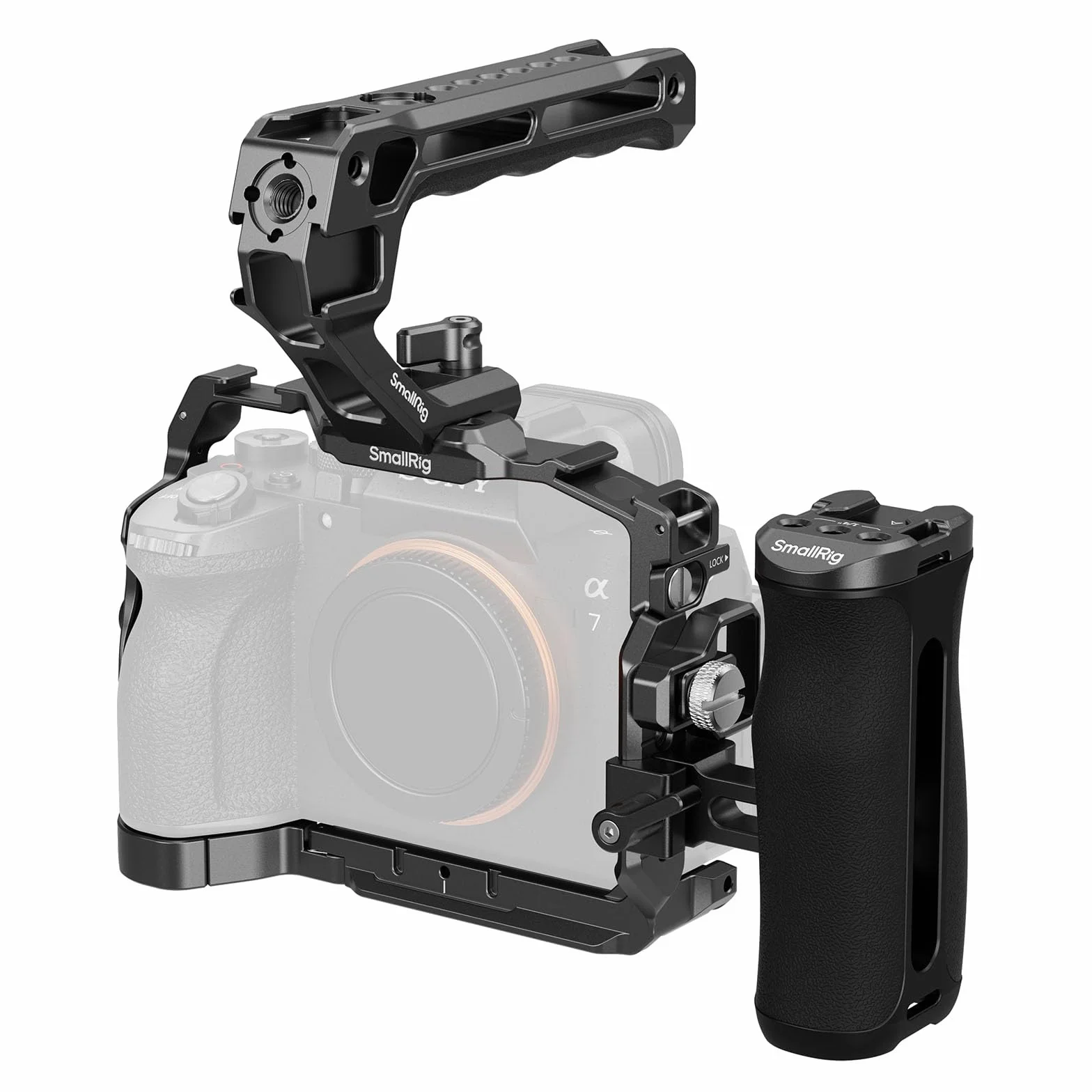 SmallRig Kit avanzato gabbia A7 V/A7R V/A7 IV per Sony Alpha 7 V/Alpha 7R V/Alpha 7 IV, con piastra a sgancio rapido per Arca, con maniglia superiore, maniglia laterale, morsetto per cavo HDMI - 6026