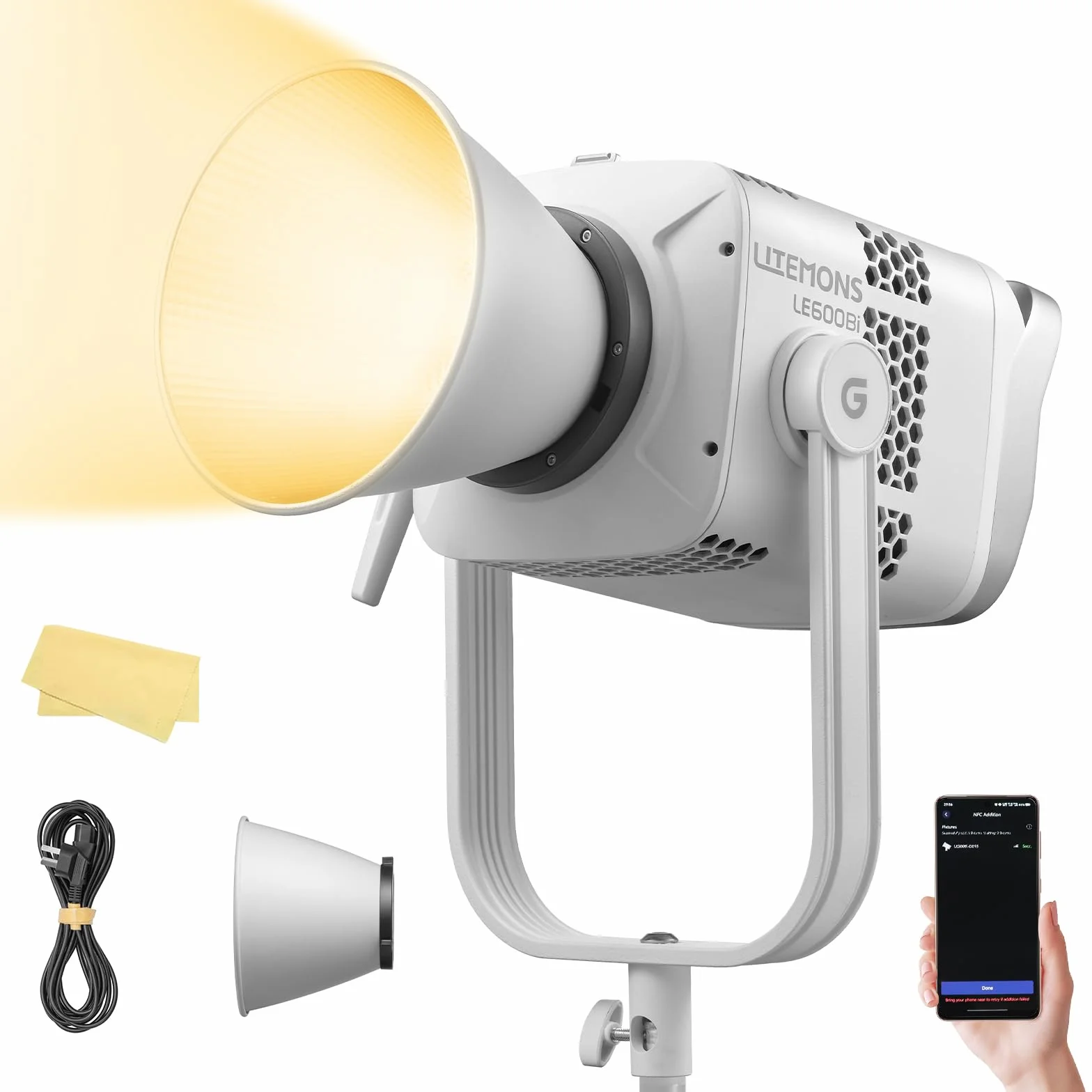Godox Litemons LE600Bi LE600 Bi Luce Continua a LED Video Light 620w 2800K~6500K CCT TLCI/CRI≈98 Controllo Bluetooth 11 Effetti FX con Attacco Bowens Videolight per Vlogging,YouTube(bianco)