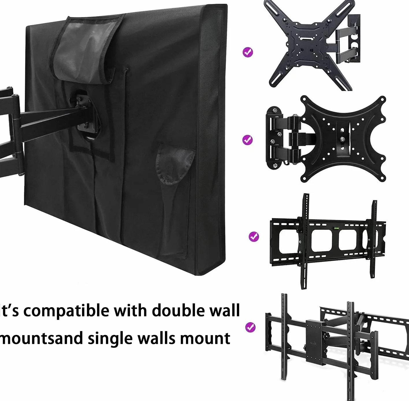 Copertura per TV da esterni 600D impermeabile Oxford schermo trasparente antipolvere con tasca per telecomando 30-32