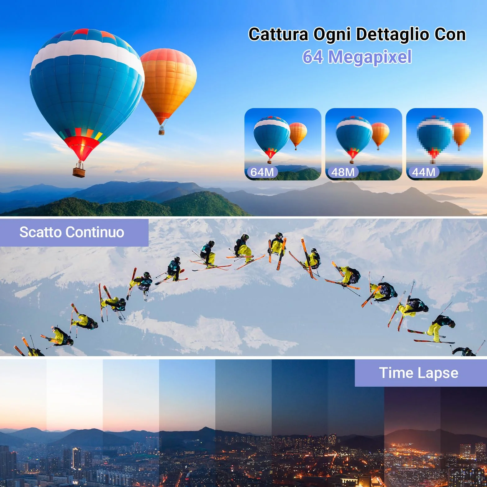 Fotocamera Digitale WiFi 4K 64MP Macchina Fotografica Digitale Compatta con Schermo Ribaltabile 3” 180°, Autofocus, Zoom Digitale 16X, Flash, 2 Batterie e Scheda 32GB per Vlogging e Fotografia