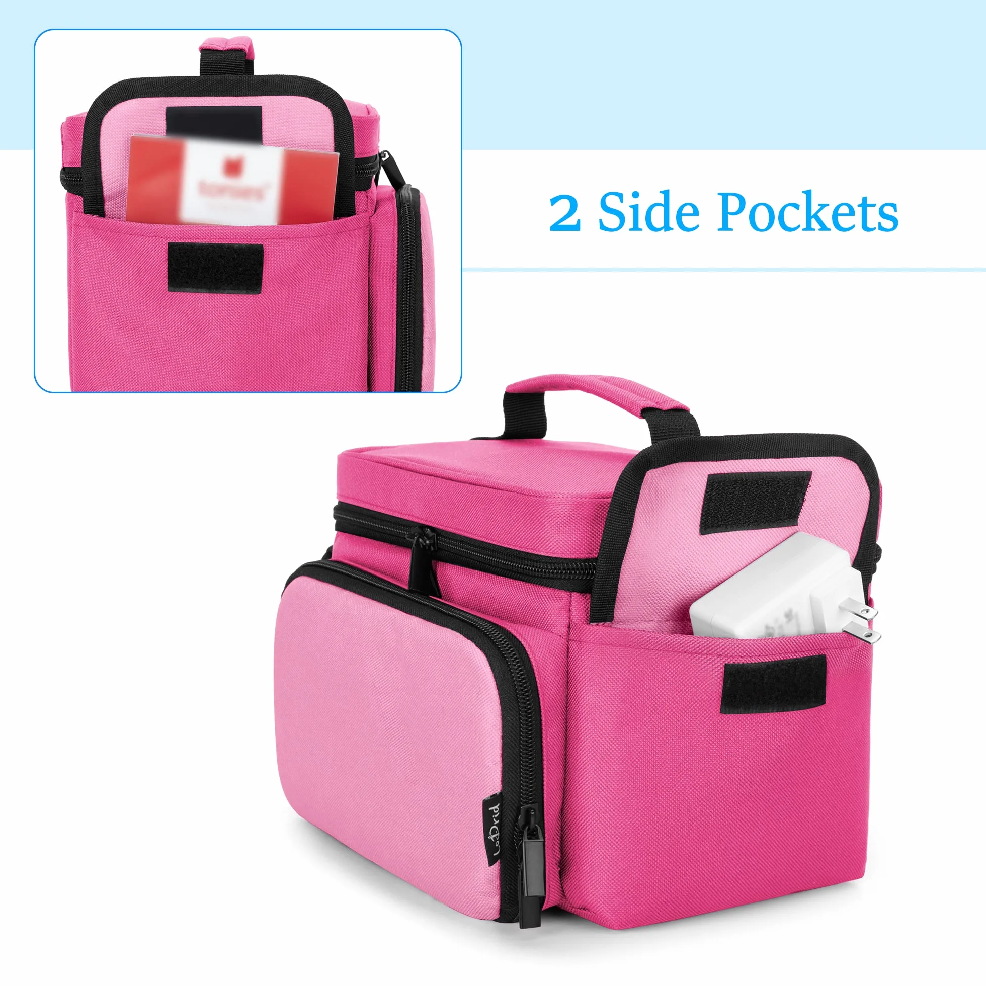 LoDrid Custodia Compatibile con Toniebox 2/1, Borsa Portatile per Lettore Audio Starter Set con Manico e Tracolla per Organizer per Accessori, Rosa Rossa, Solo Borsa (design brevettato)
