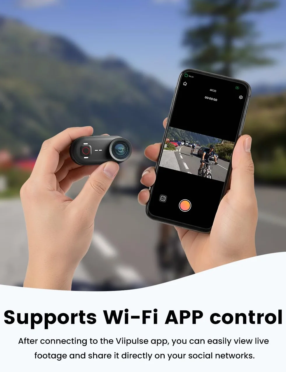 Apexcam K80 Mini Action Cam,POV Camera Con Memoria Integrata da 64GB,4K WiFi EIS Mini Body Cam Sportiva Portatile Vlogging Fotocamera,10M Fotocamera Subacquea,Videocamere Montate sul Corpo e Accessori