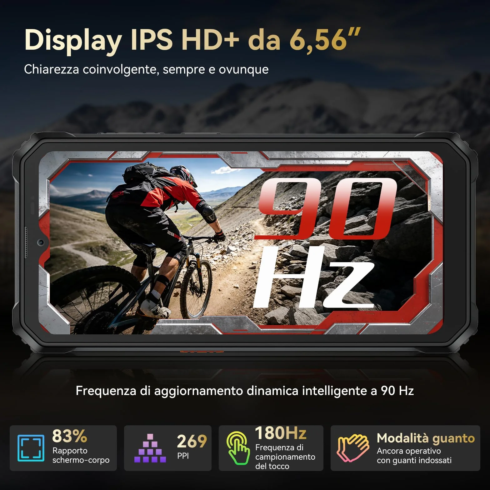 Blackview BV6200 Plus Rugged Smartphone 2026, Batteria 11000mAh Telefono Indistruttibile 24GB+128GB/2TB TF, 6.56" HD+, 98dB Altoparlante, Fotocamera AI 16MP+13MP, Fingerprint/NFC/GPS/3 Anni Garanzia