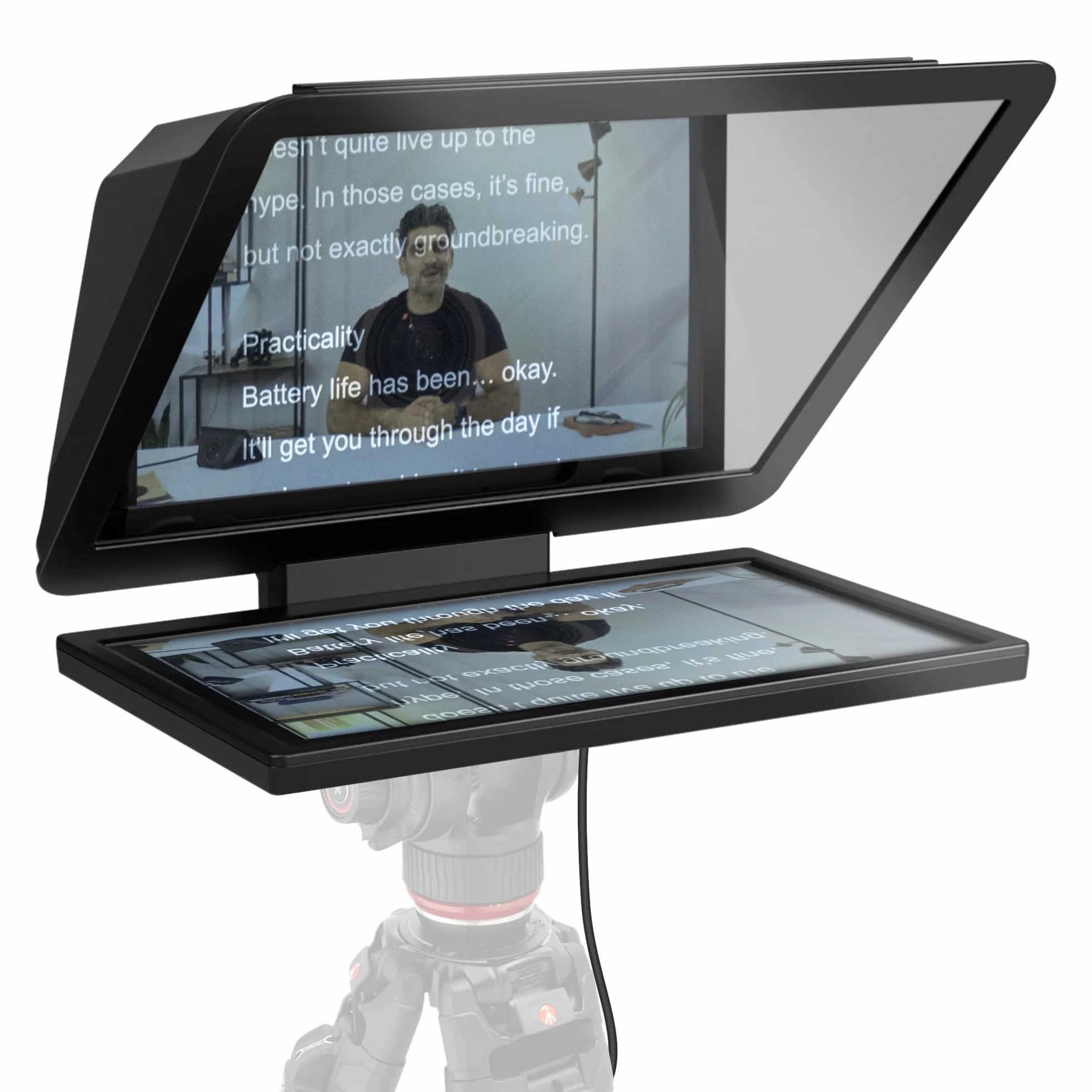 Elgato Prompter XL - Teleprompter full-size con display rimovibile, monitor per videoconferenze, per fotocamere DSLR, mirrorless e da studio, configurazione con un solo cavo – USB-C 3.2 per PC e Mac