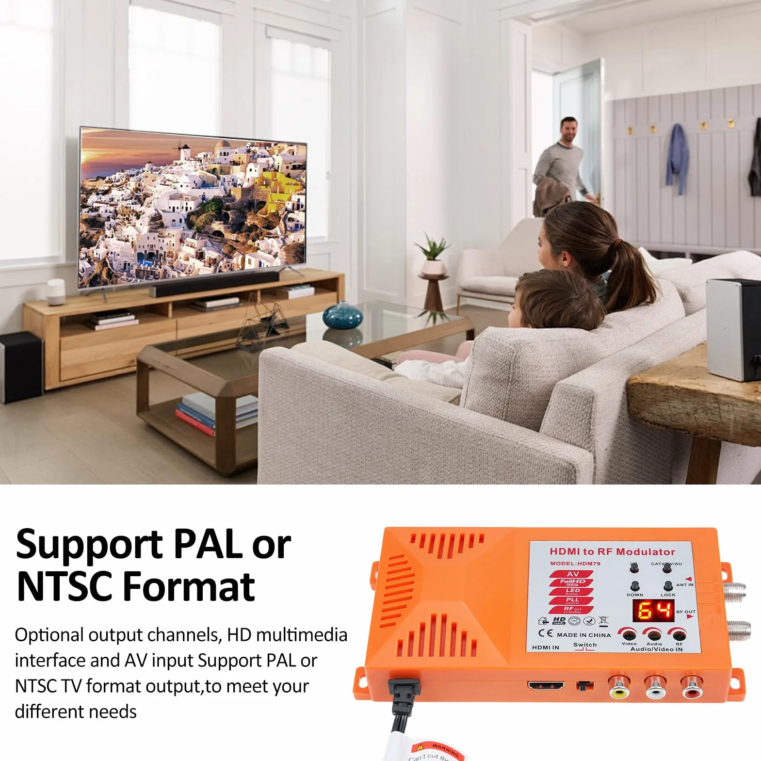 Adattatore coassiale da TV/AV a RF modulatore UHF con interruttore ANT per gaming HD Digital AV Video analogico