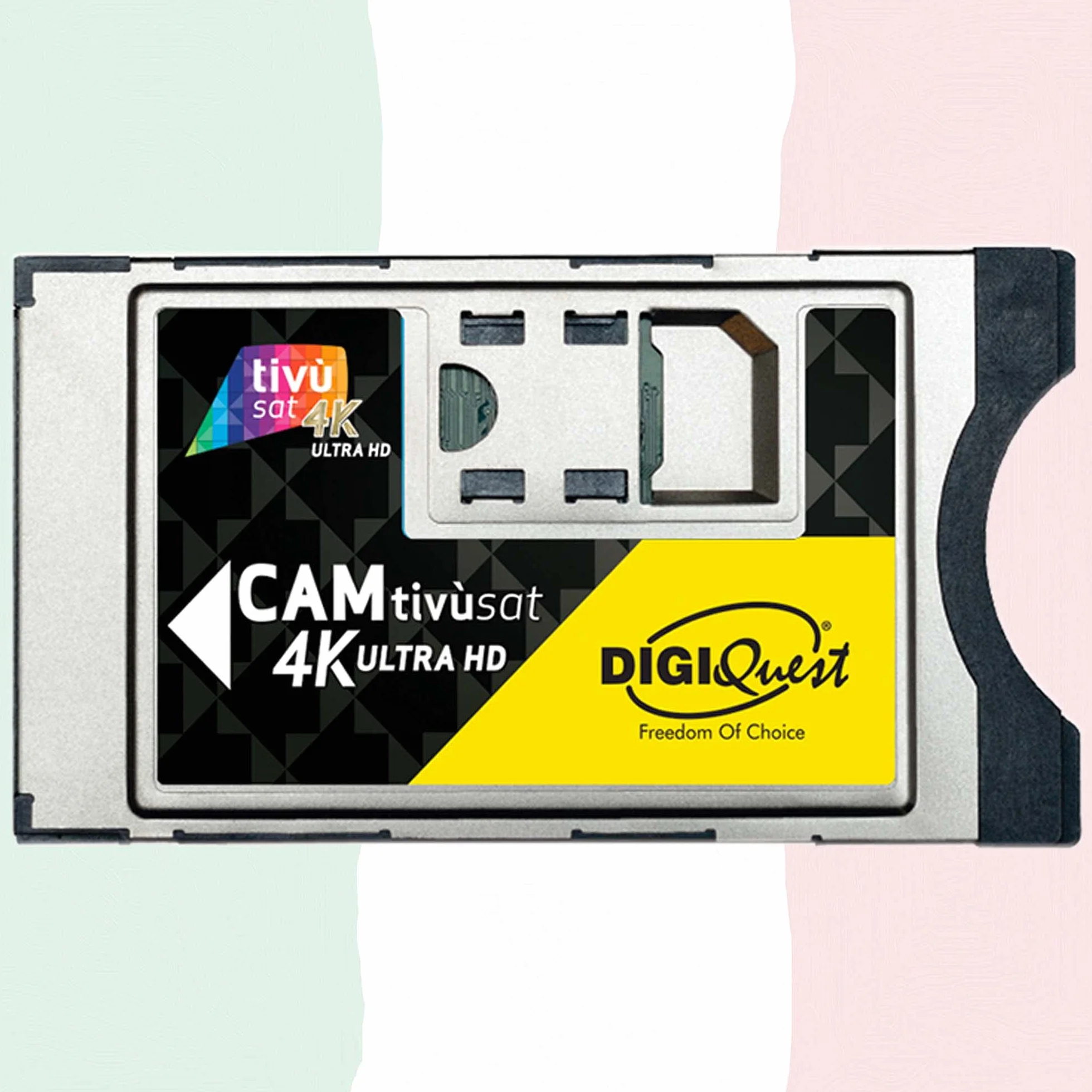 TiVuSat DIGIQuest - Scheda UHD nera 4K UHD e EasyMouse 4K Ultra HD SmartCam di DIGIQuest - Modulo UHD CI+ nero incluso, TiVuSat 4K UHD, canali Italiani HD/4K via satellite Eutelsat HotBird 13,0° est