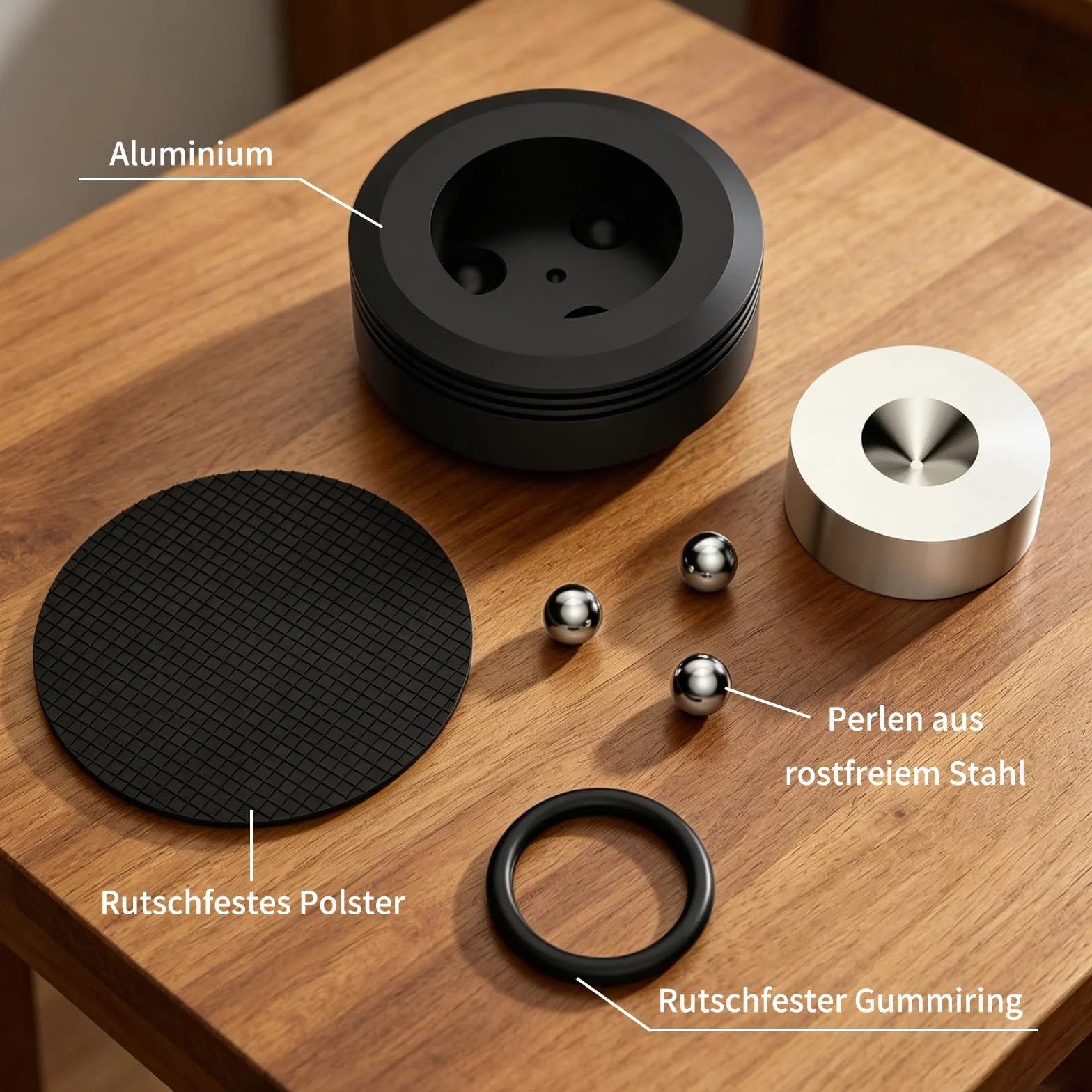 HiFi Supporto per altoparlante 50×20 mm alluminio ammortizzatori piedini isolanti 4 pezzi nero