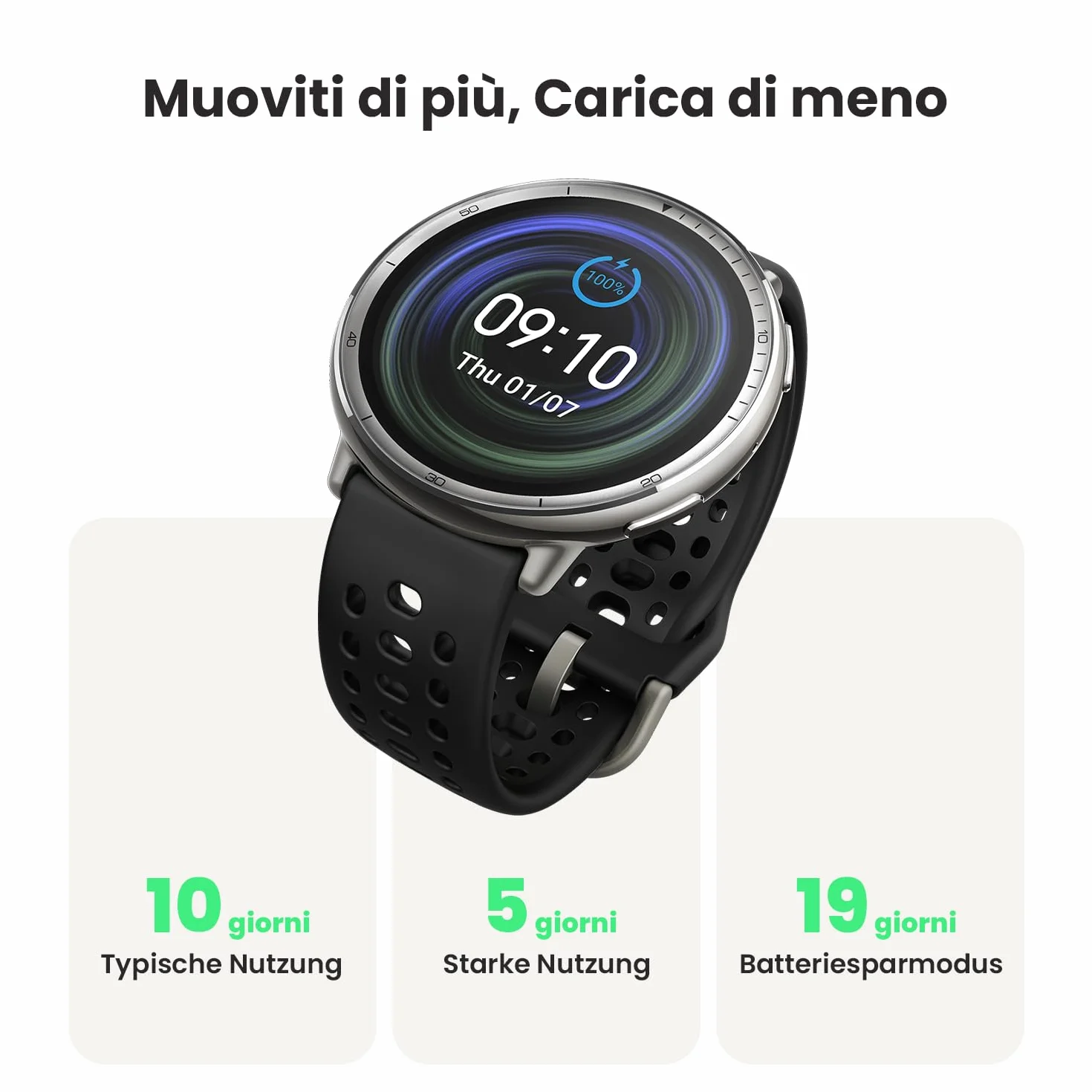 Amazfit Active 2 Smart Watch 44mm, AI, Controllo Vocale, GPS e Mappe incluse, Batteria da 10 Giorni, 160+ Modalità Sportive, Resistente allAcqua 5 ATM per Android e iPhone, Nero