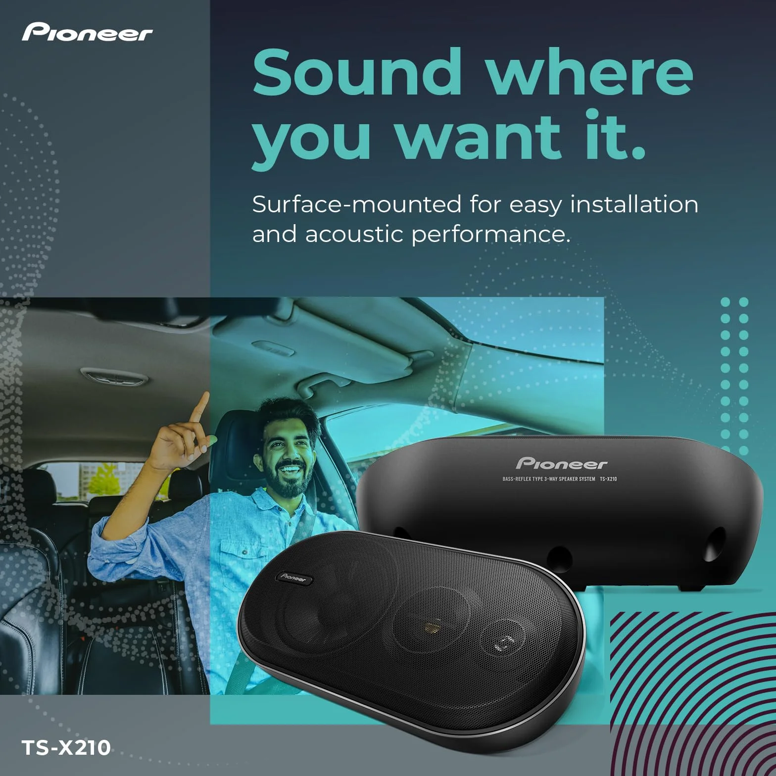 Pioneer TS-X210 - Altoparlanti per auto a 3 vie con potenza massima di 100 W (coppia)