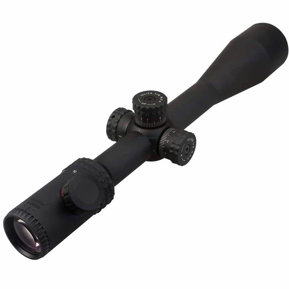 Vector Optics Sentinel 8-32x50 Second Focal Plane (SFP) Riflescope with Red & Green Illuminated Reticle, 30mm Tube, 1/8 MOA per Click Adjustment, Turret Lock System, Free Mount Rings