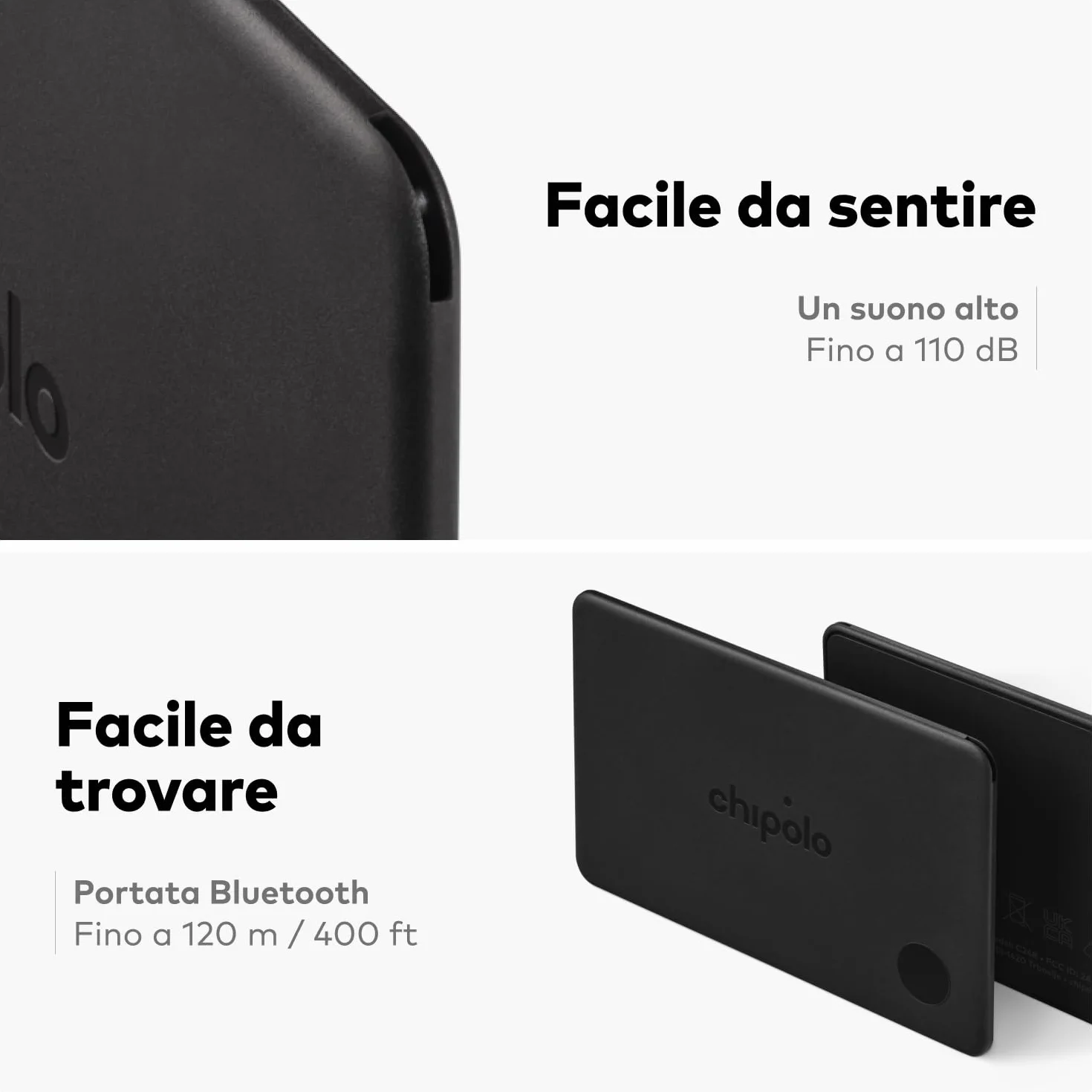 Chipolo CARD Localizzatore Bluetooth Ricaricabile per Portafogli Passaporti Dov’è Apple Trova Google Android