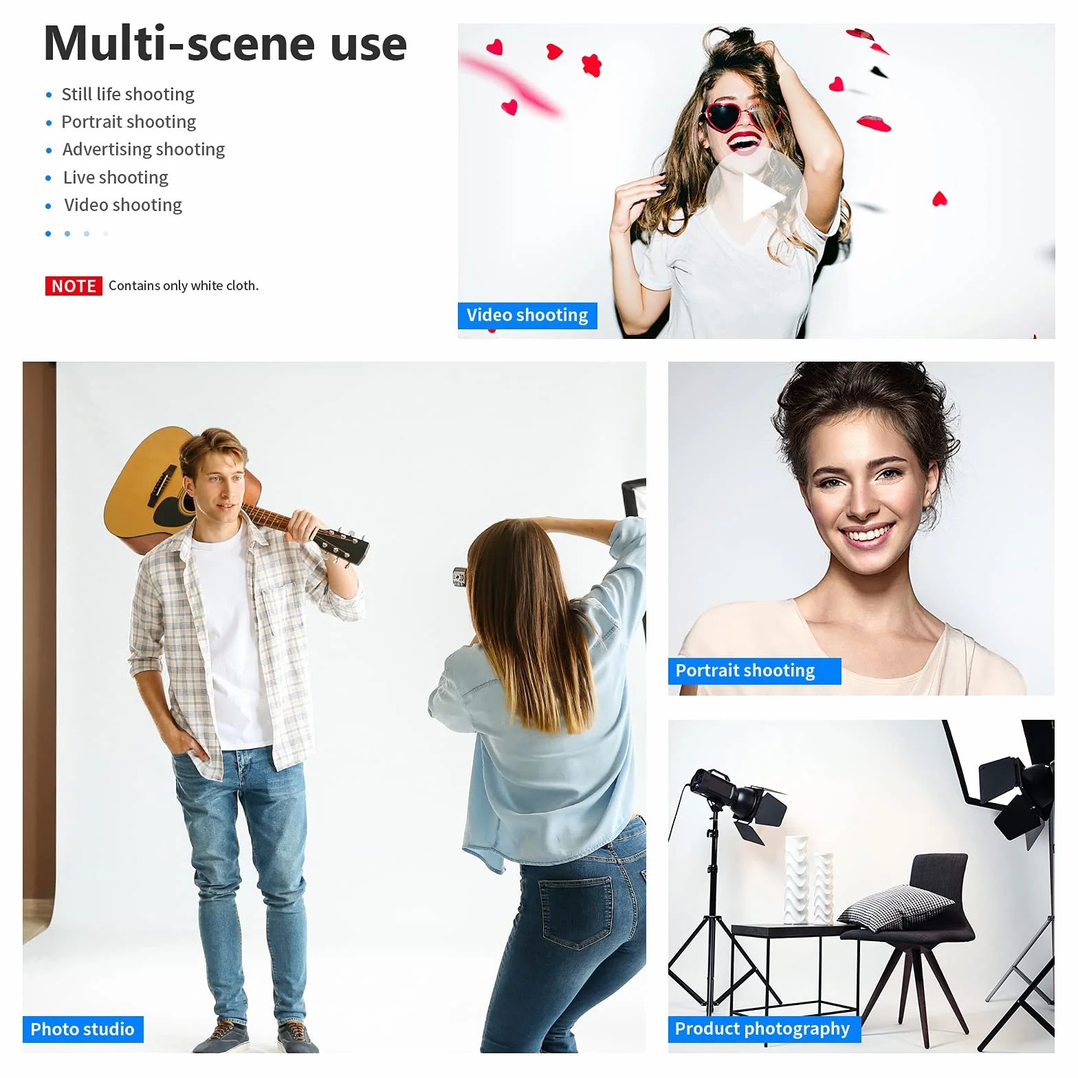 NEEWER Fondale Pieghevole per Studio Fotografico 1,8x2,8 metri in Puro Poliestere al 100% per Fotografia, Video e Televisione (Solo Sfondo) - Bianco