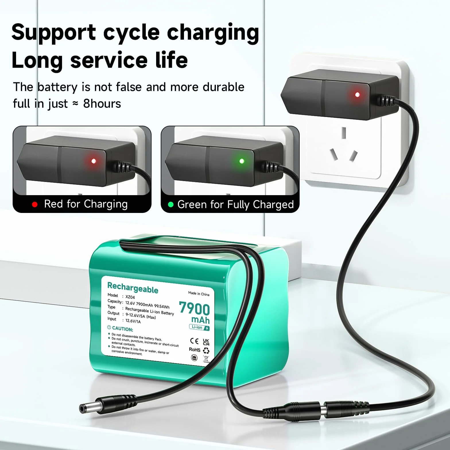 Batteria 12V 7900mAh 12,6V Litio per Soundboks, Fari Posteriori, Illuminazione Bici, Stagepiano, Sonar