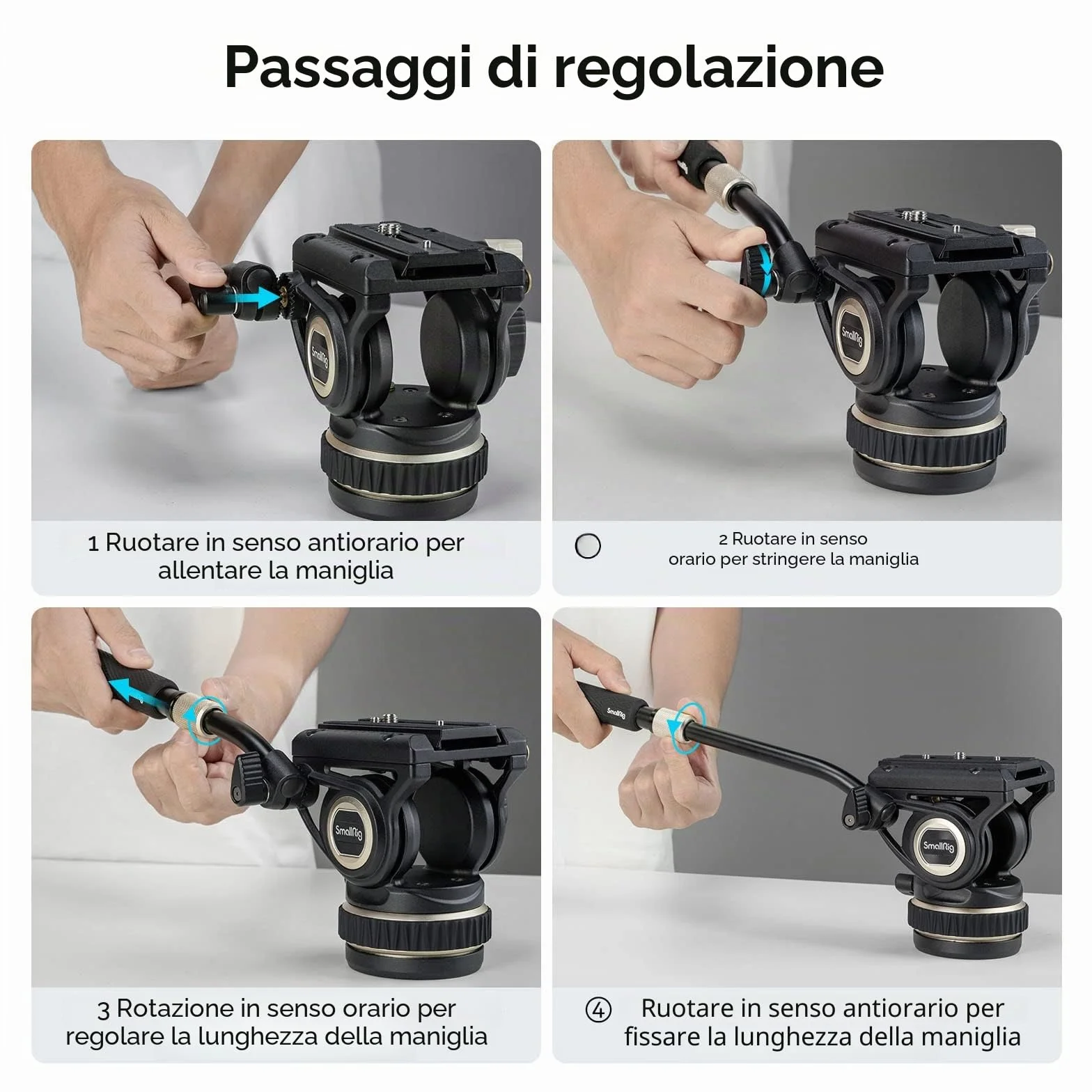 SMALLRIG Testa Video Fluida per Treppiede, Damping Regolabile, Piastra a Sgancio Rapido per Manfrotto e per DJI RS 2 /RS 3 /RS 3 Pro, Carico Massimo Fino a 10 kg/22 Libbre, per Riprese Video - 4165