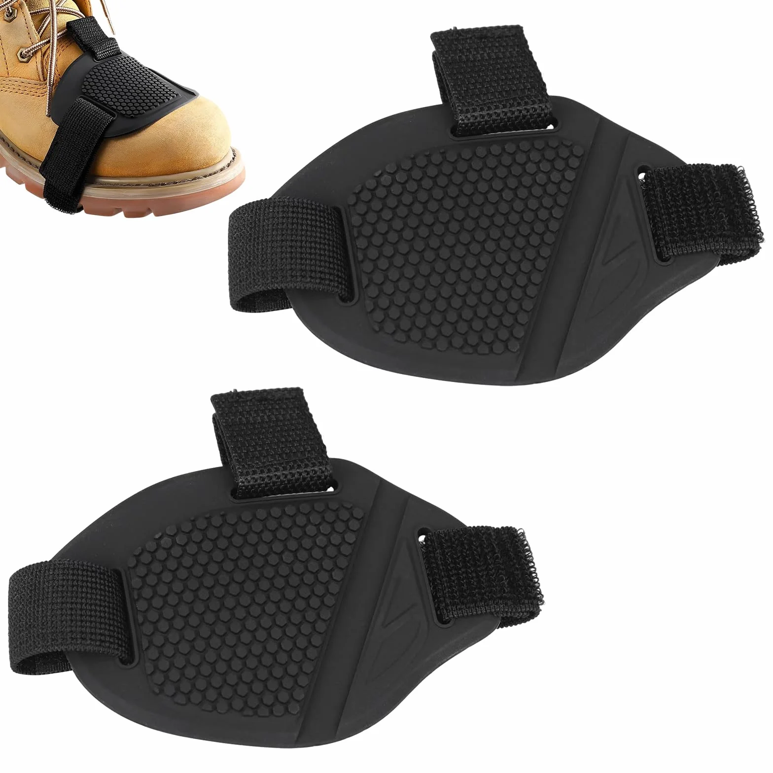 2 Pezzi Protezione Scarpe Moto, Proteggi Scarpe Moto Universale per Leva Cambio, Copriscarpe Moto Antiscivolo e Resistente all'Usura, Salvascarpe Moto Regolabile per Stivali e Sneakers, Nero