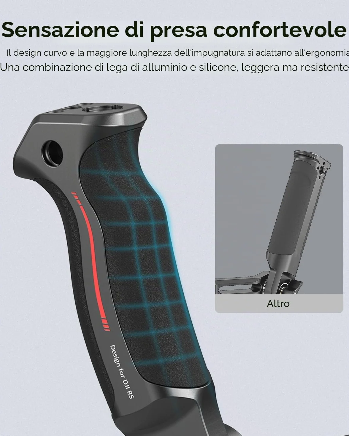 (Nuova Versione) SMALLRIG Impugnatura Regolabile per DJI RS 4 mini/Pro/RS 4, RS 3 mini/Pro/RS 3, RS 2 / RSC 2, Carico 8 kg / 17,6 LB, Impugnatura Ergonomica per Riprese ad Angolo Basso - 3028D