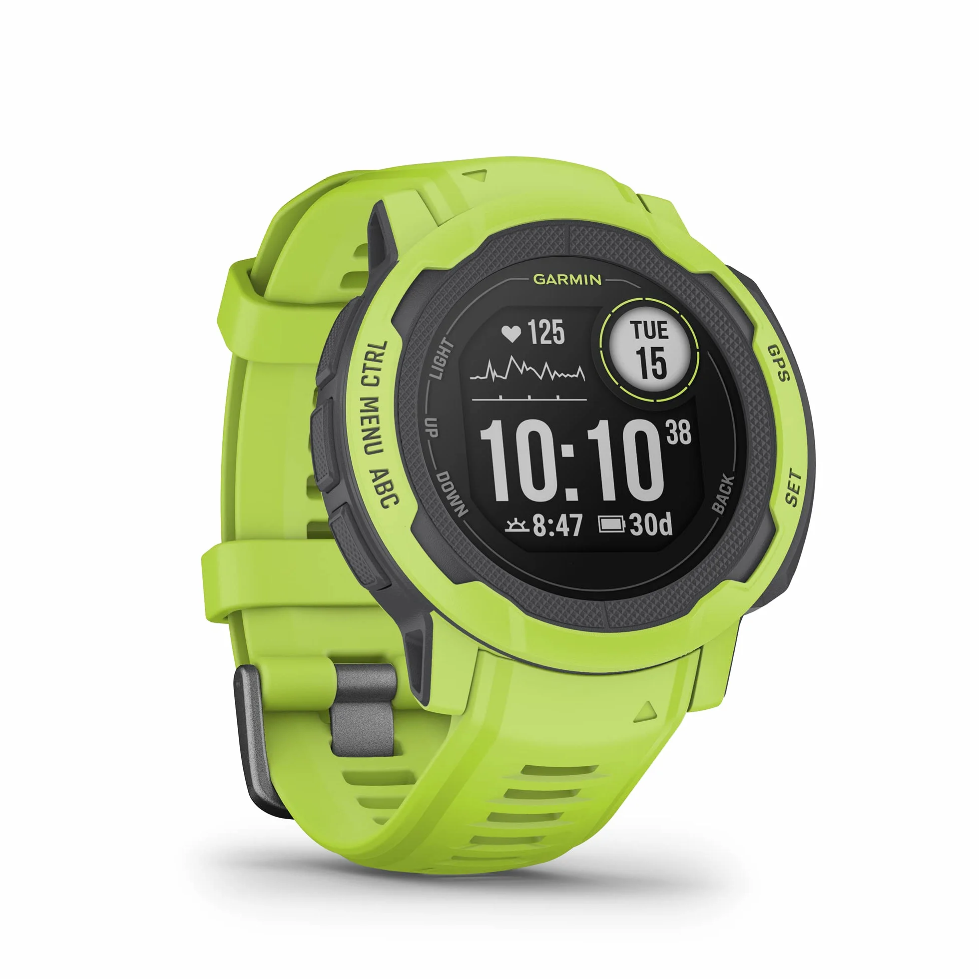 Garmin Instinct 2, Smartwatch, 45mm, Rugged design, Autonomia 28 giorni, +30 app multisport, GPS, Cardio, SpO2, Activity Tracker 24/7, Connect IQ (Electric Lime) (Ricondizionato)